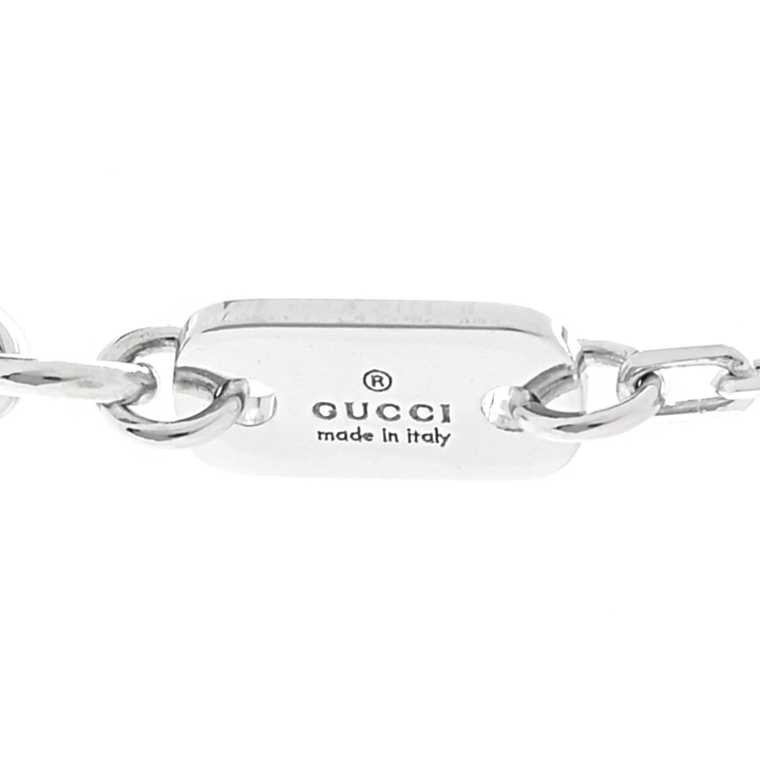 18K White Gold Diamond Running GG Pendant Necklace