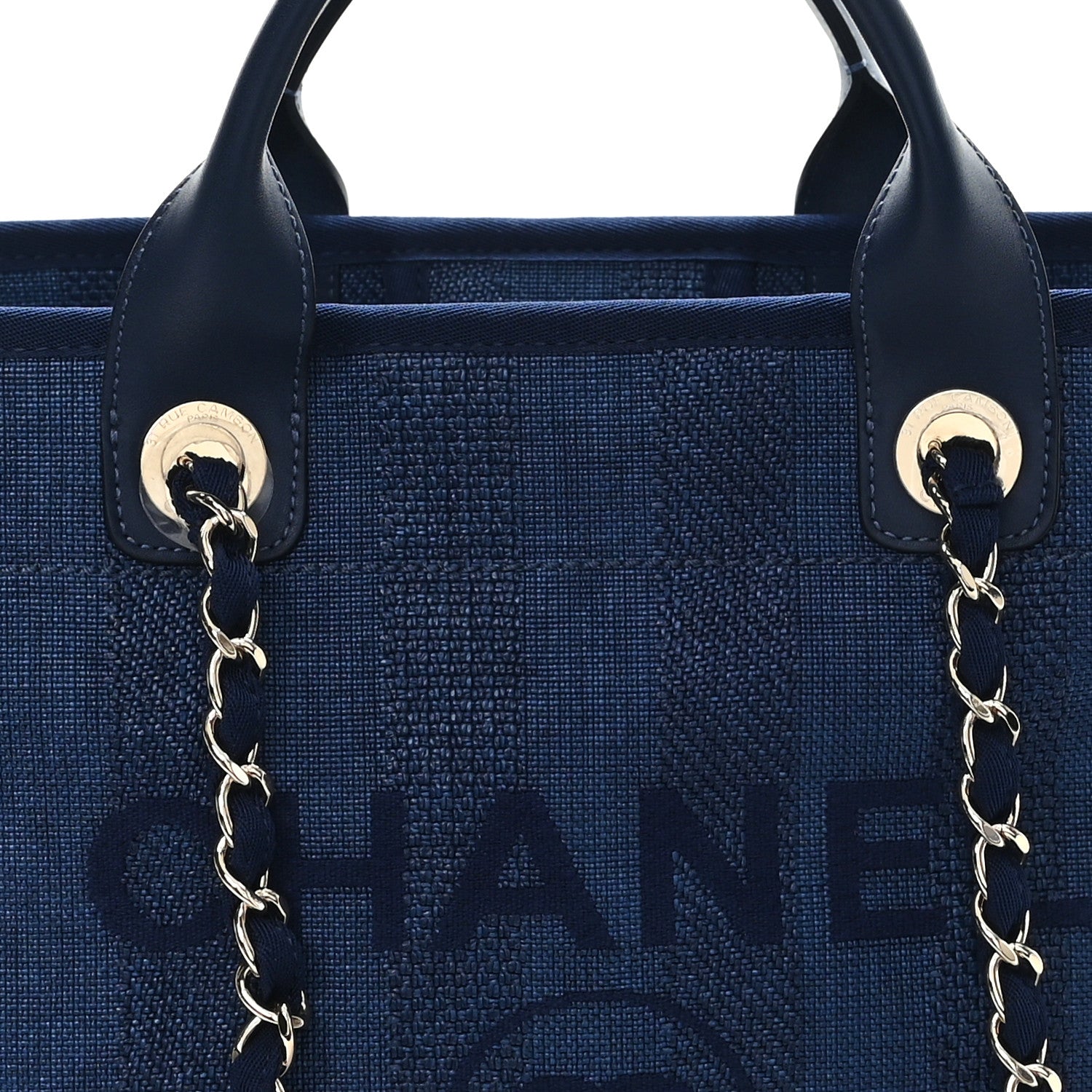 Mixed Fibers Striped Medium Deauville Tote Navy Blue