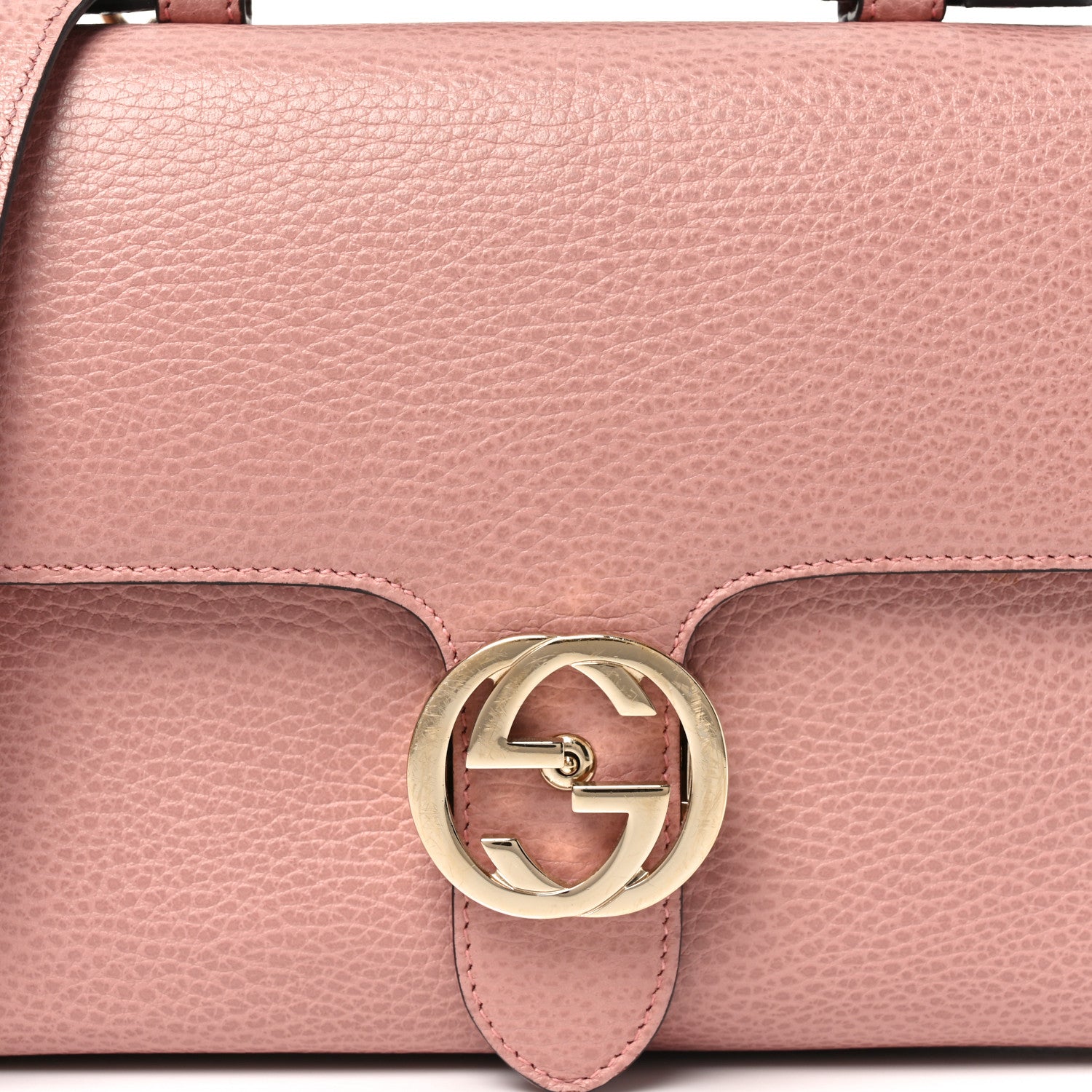 Dollar Calfskin Interlocking G Top Handle Shoulder Bag Soft Pink