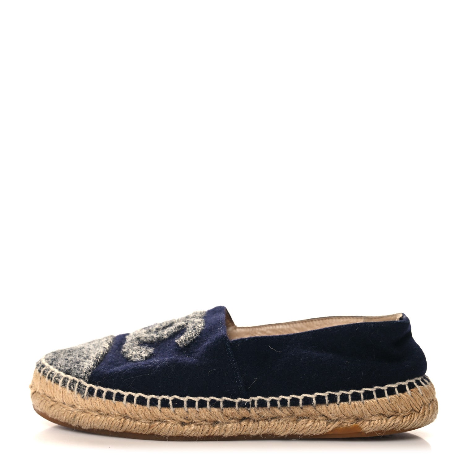 Velvet Tweed CC Espadrilles 36 Navy Grey