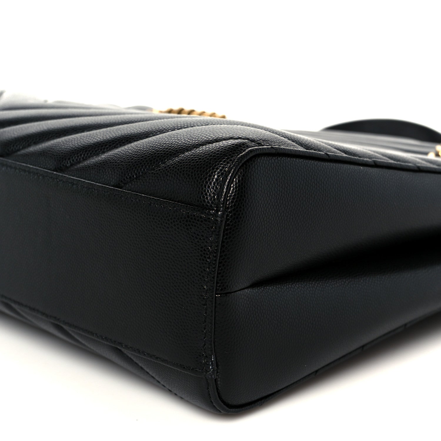 Grain de Poudre Matelasse Chevron Medium Tribeca Shopping Bag Black