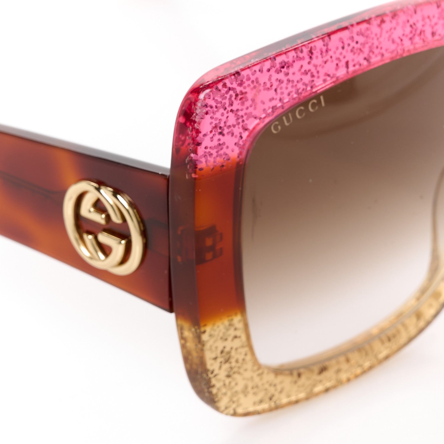 Square Frame GG0083S Sunglasses Glitter Pink Multi