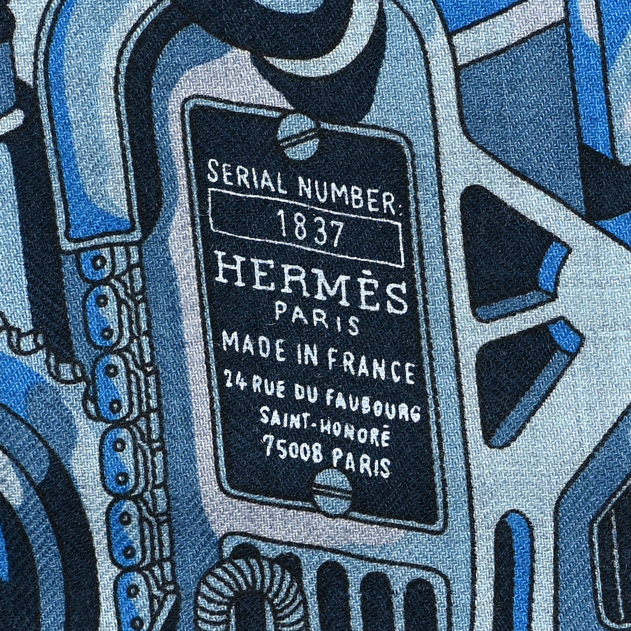Cashmere Silk 600 Chevaux Rectangle Scarf Marine Gris Chine