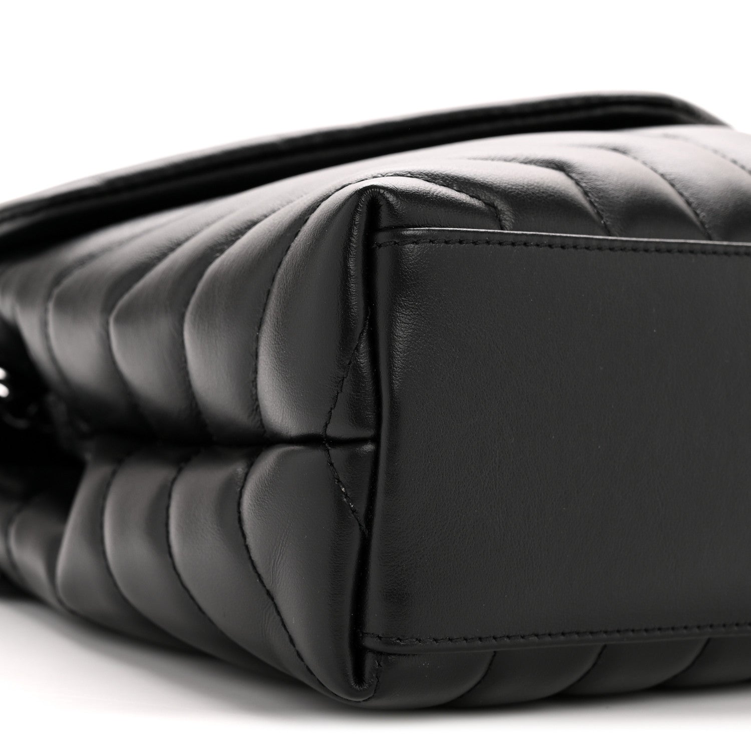 Calfskin Y Quilted Monogram Monochrome Small Loulou Chain Satchel Black