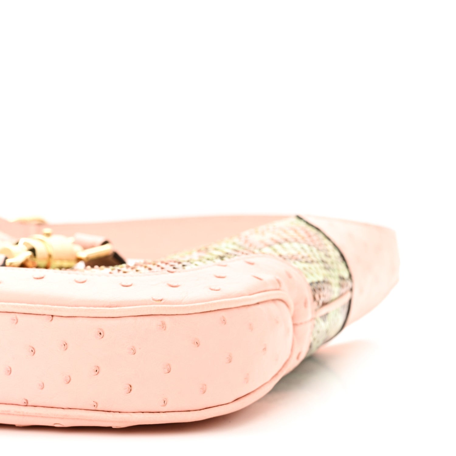 Snakeskin Ostrich Calfskin Small Jackie 1961 Hobo Pink Multicolor