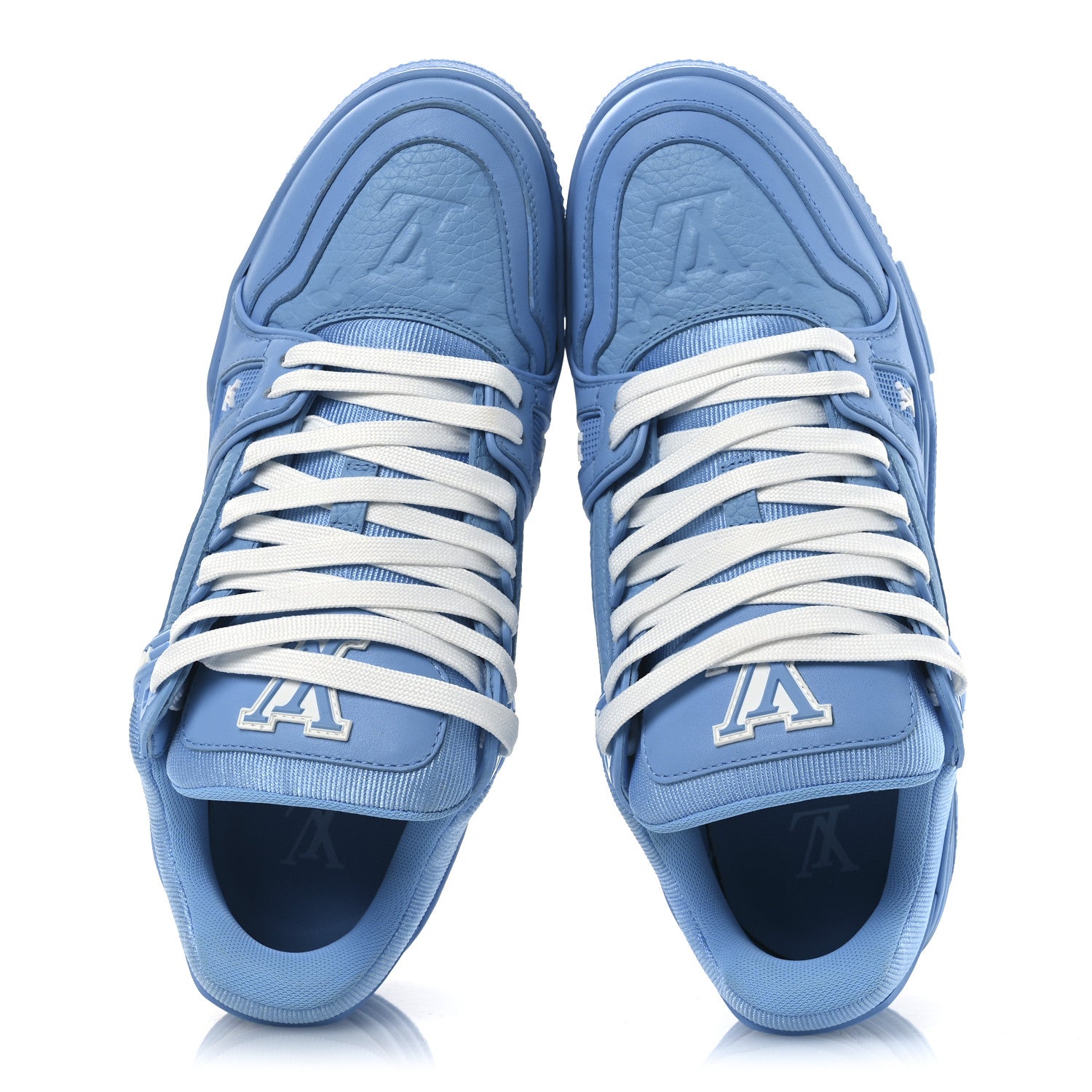 Calfskin Embossed Monogram Mens LV Trainer Sneakers 6 Blue