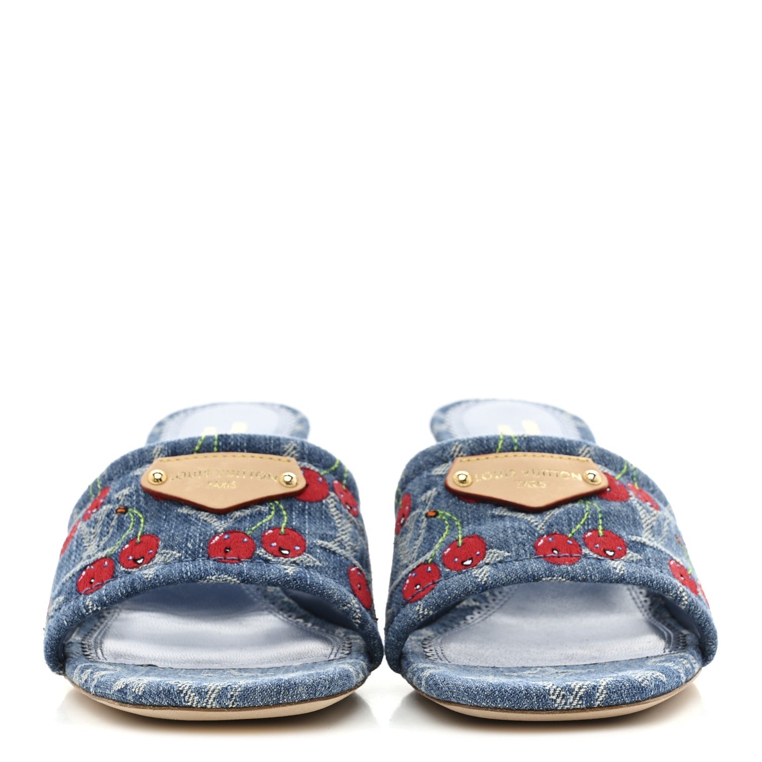 LV X TM Monogram Denim Cerises Lily Mules 37 Blue
