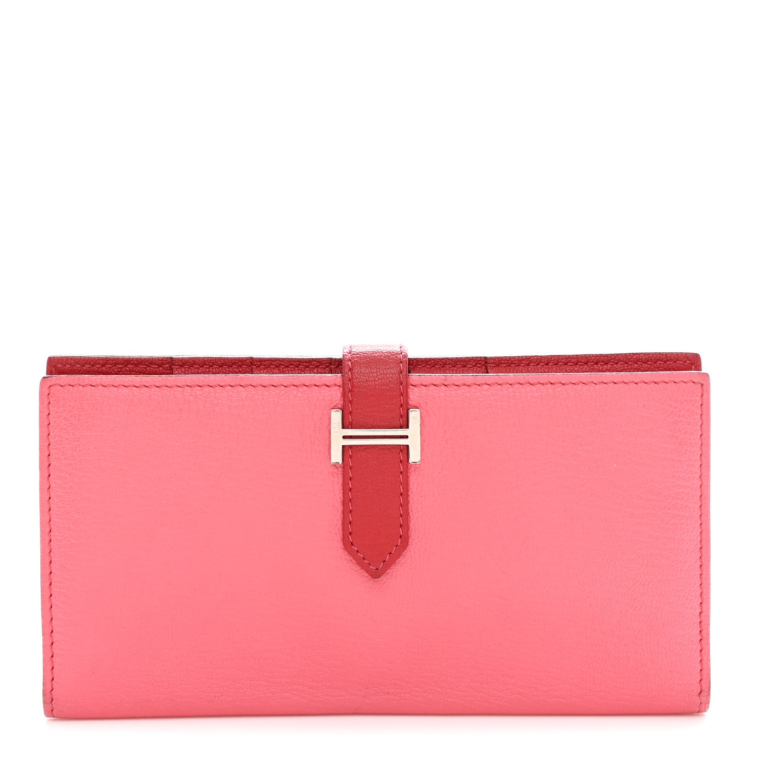 Chèvre Mysore Bi-Color Bearn Gusset Wallet Rose Lipstick Rouge Casaque