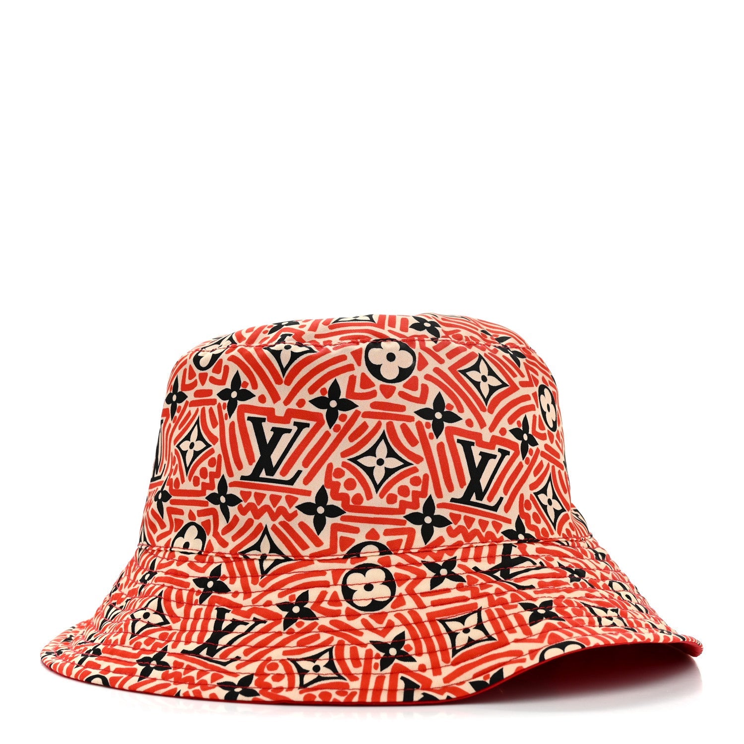 Nylon Canvas Monogram Giant Crafty Reversible Bucket Hat M Creme Rouge