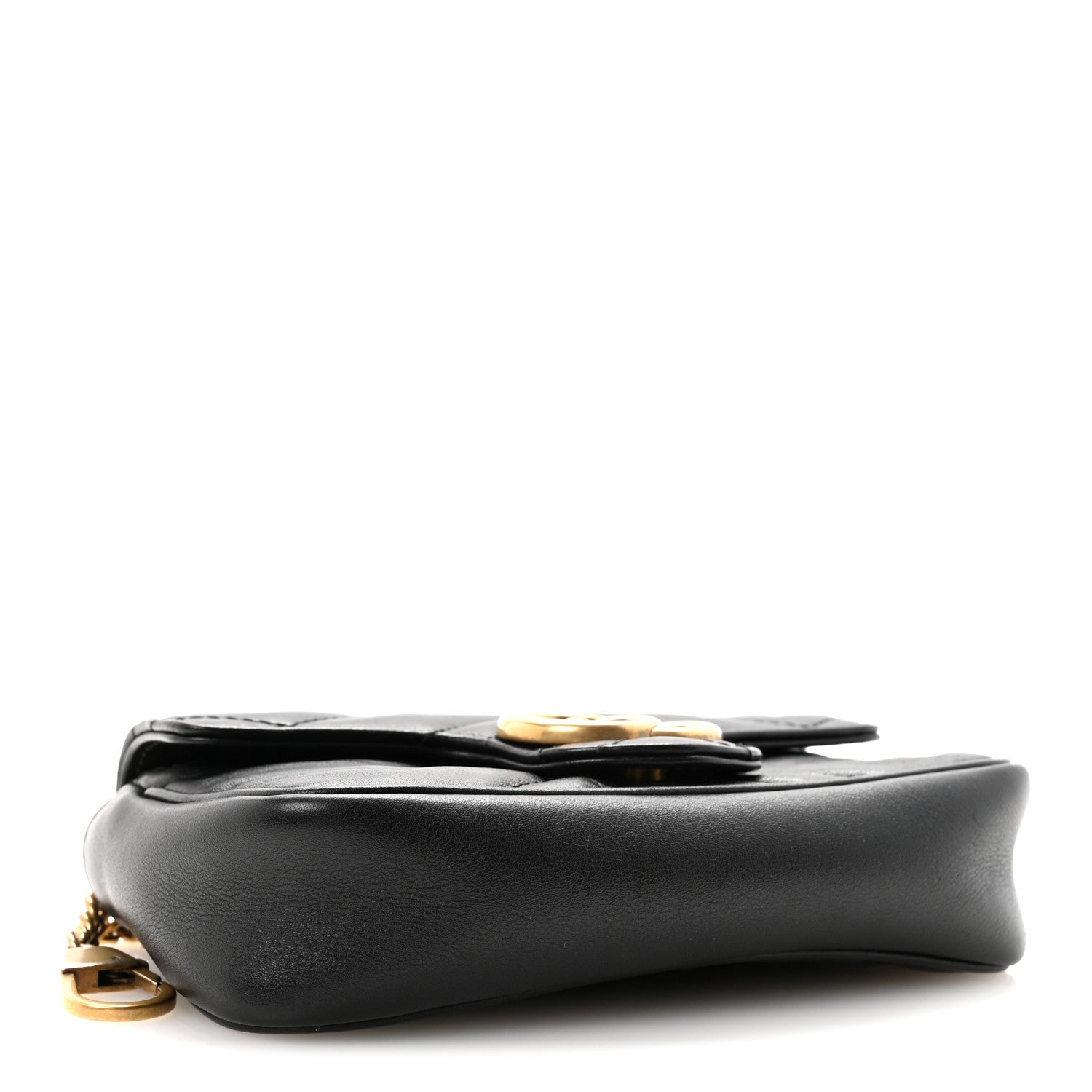 Calfskin Matelasse Super Mini GG Marmont Shoulder Bag Black