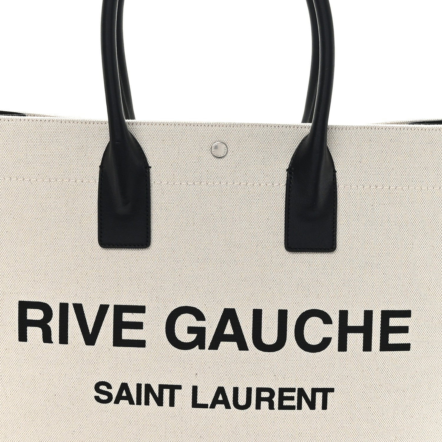 Linen Calfskin Rive Gauche Tote White Black