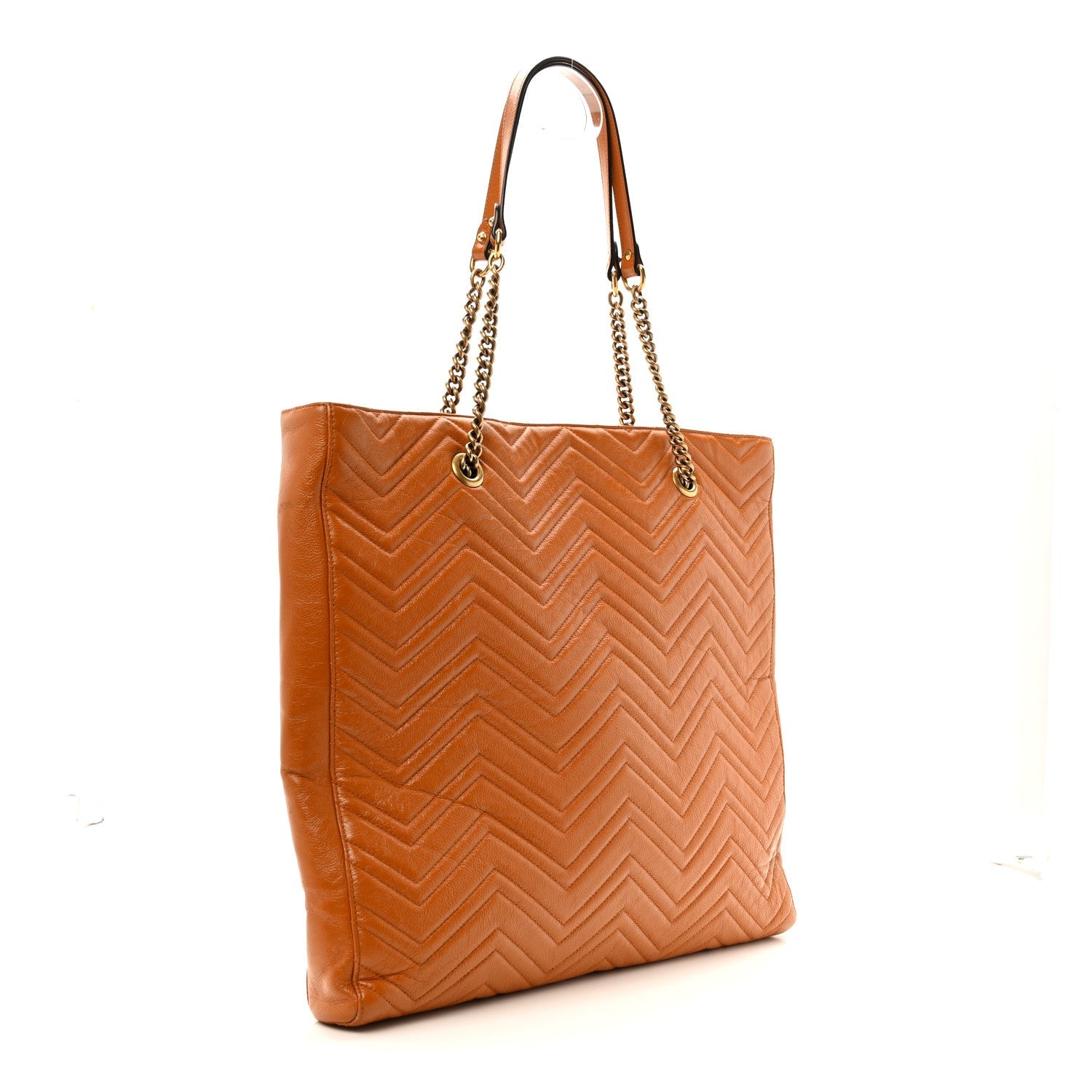 Azalea Calfskin Matelasse Large GG Marmont Slim Tote Cognac