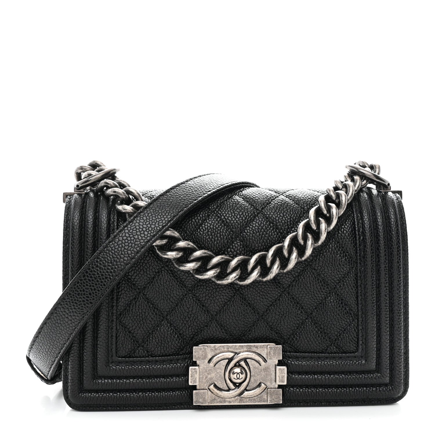 Caviar Quilted Small Boy Flap Black