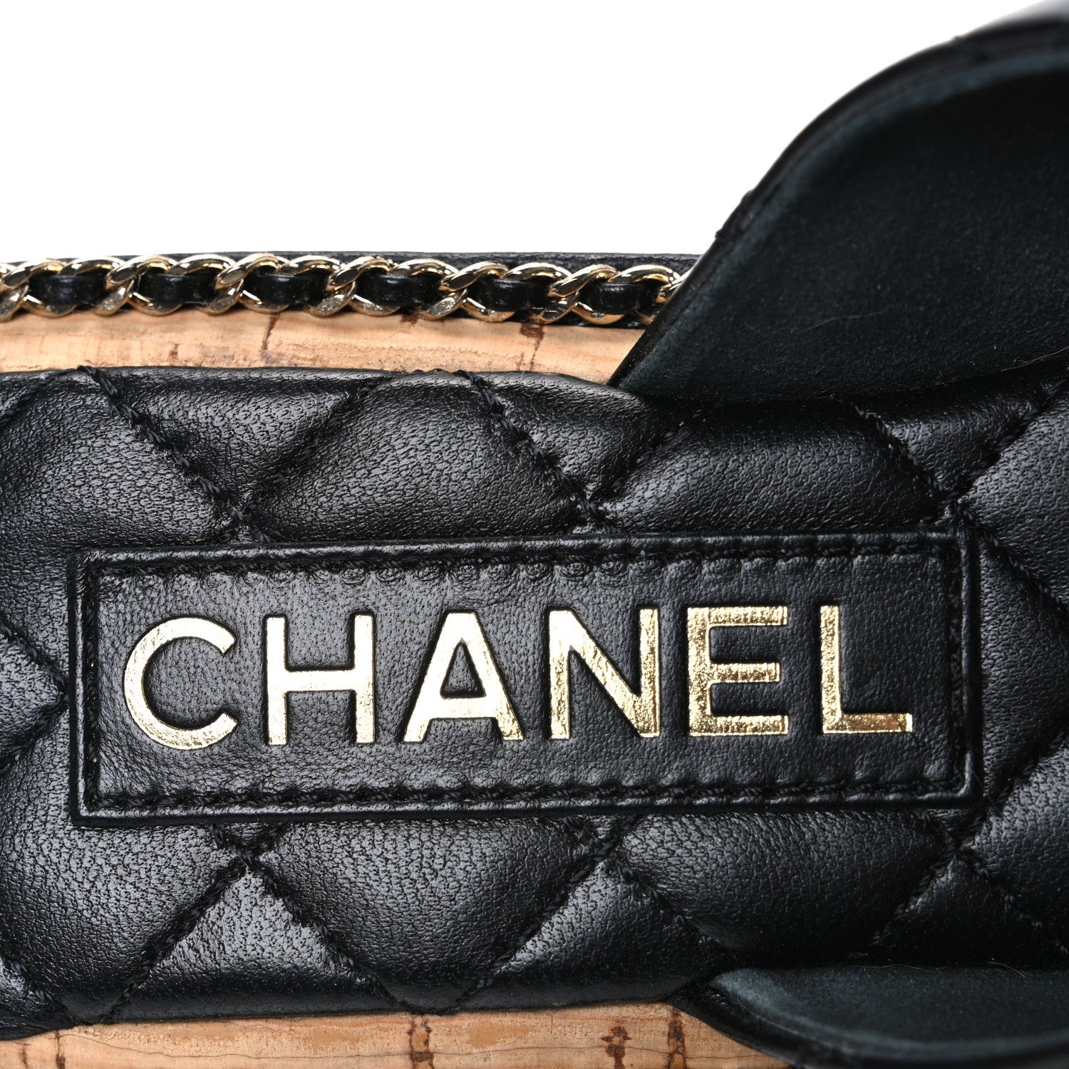 Lambskin Quilted Chain CC Sandals 36 Black