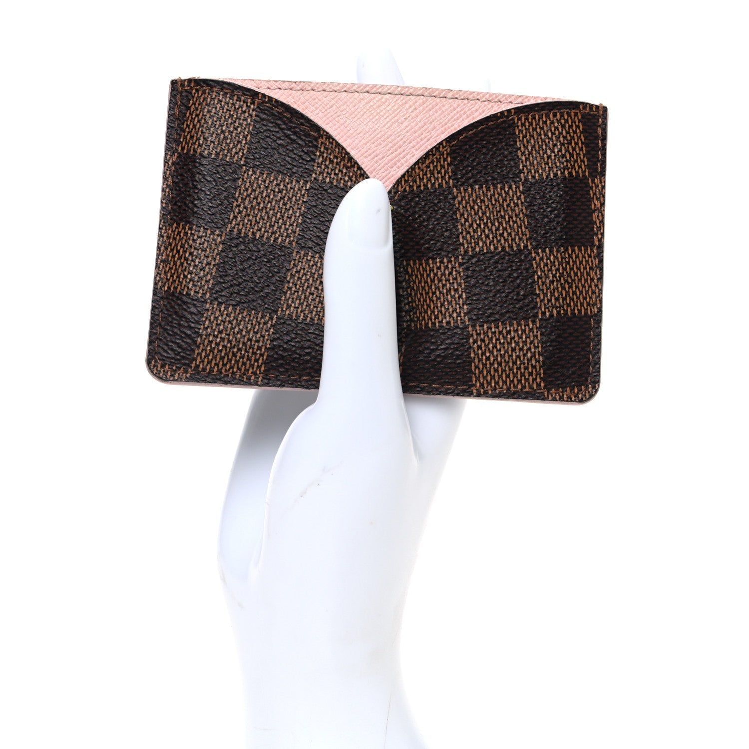 Damier Ebene Caissa Card Holder Rose Ballerine