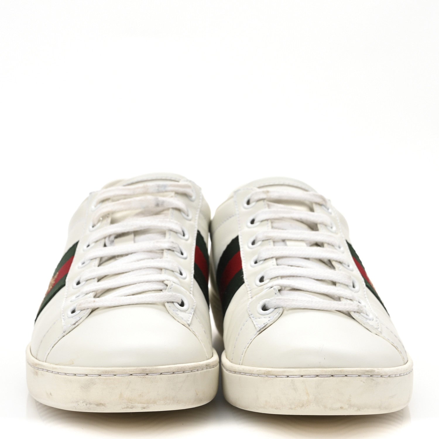 Calfskin Ayers Bee Embroidered Womens Ace Sneakers 36.5 White Green