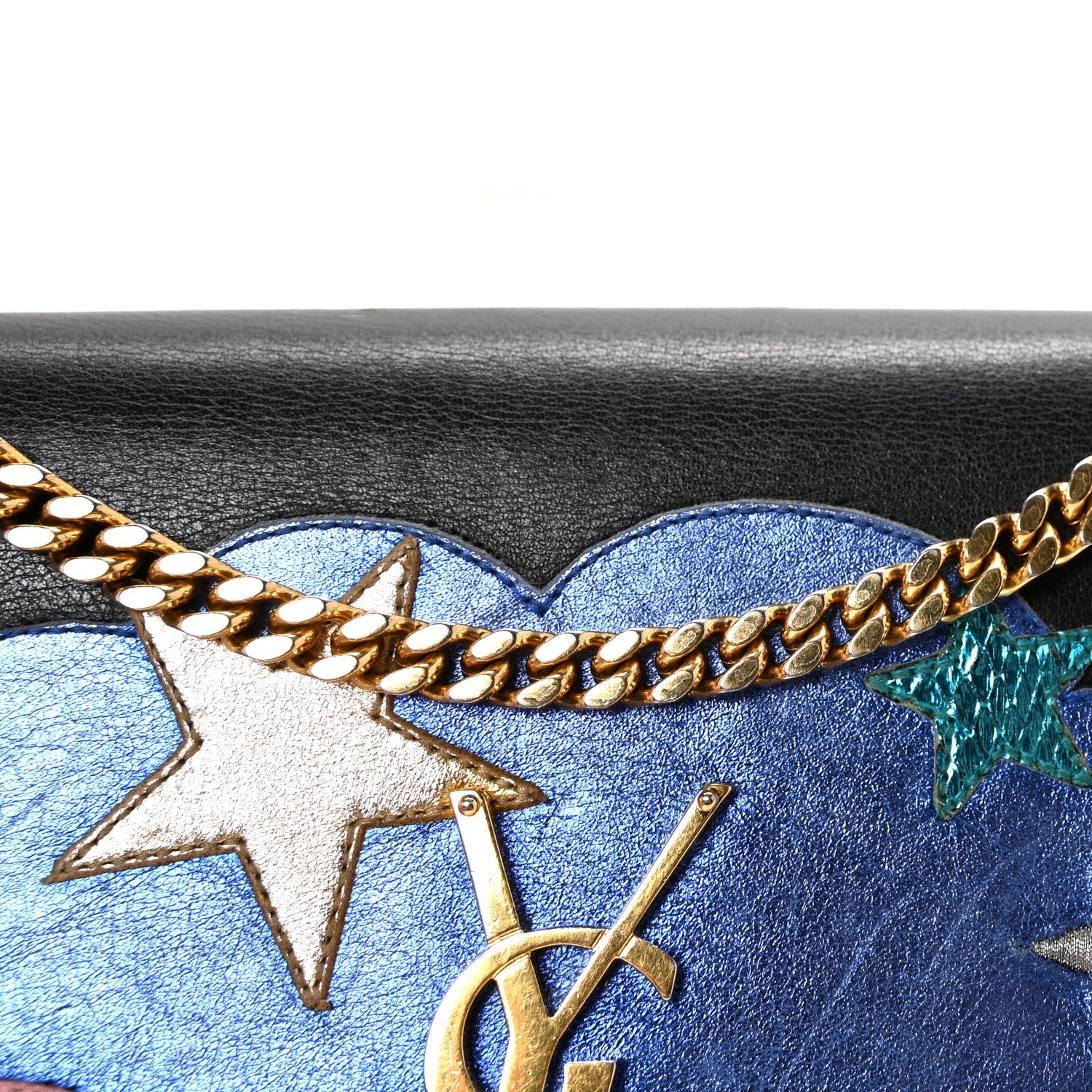 Lambskin Medium Cloud Star Monogram Kate Satchel Black