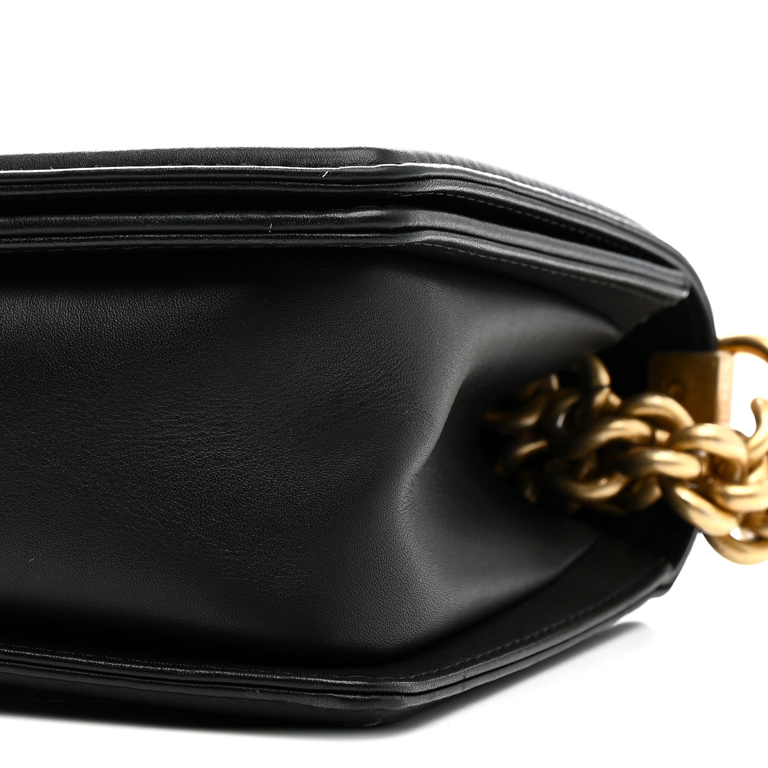Lambskin Quilted Medium Chain Around Boy Flap Black