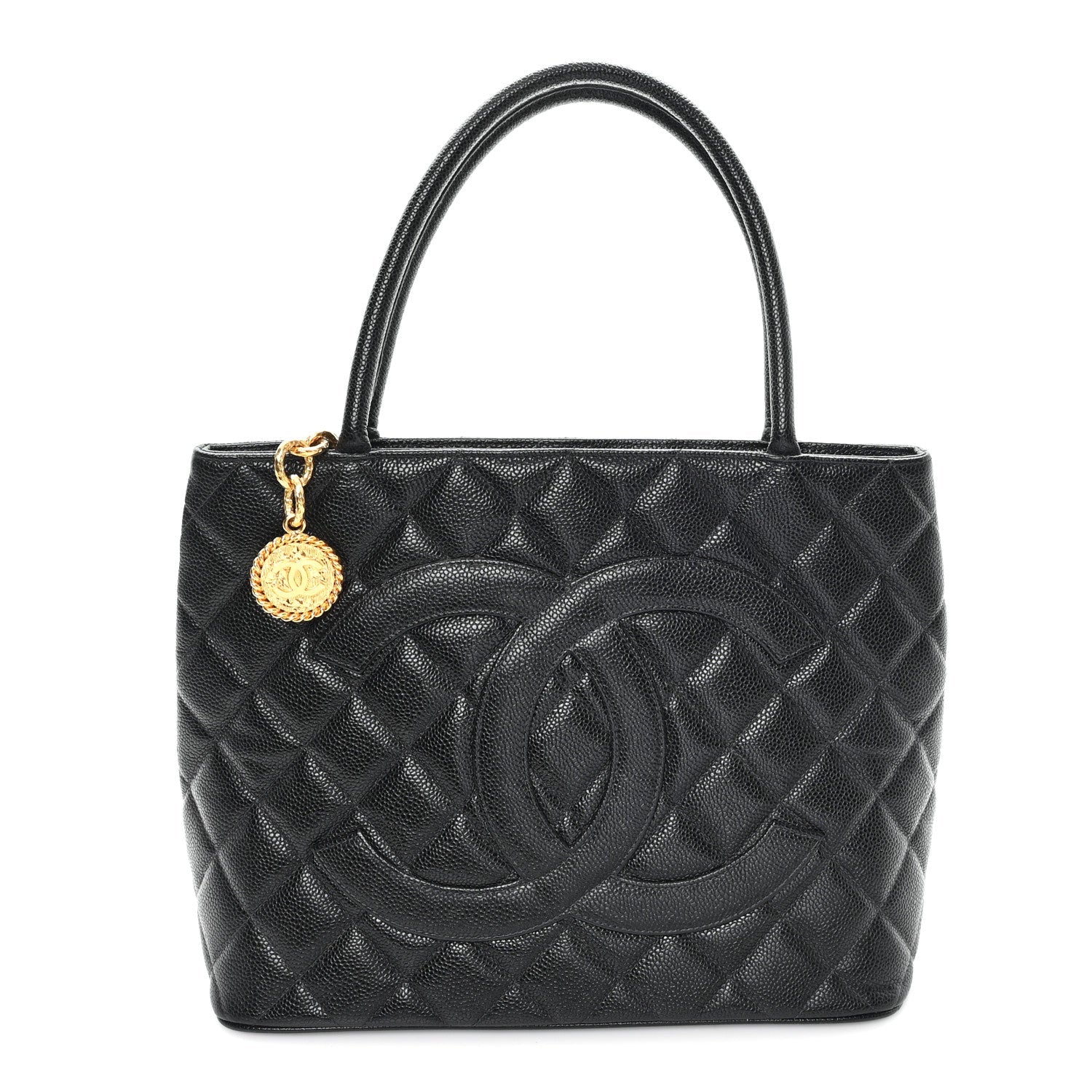 Caviar Quilted Medallion Tote Black