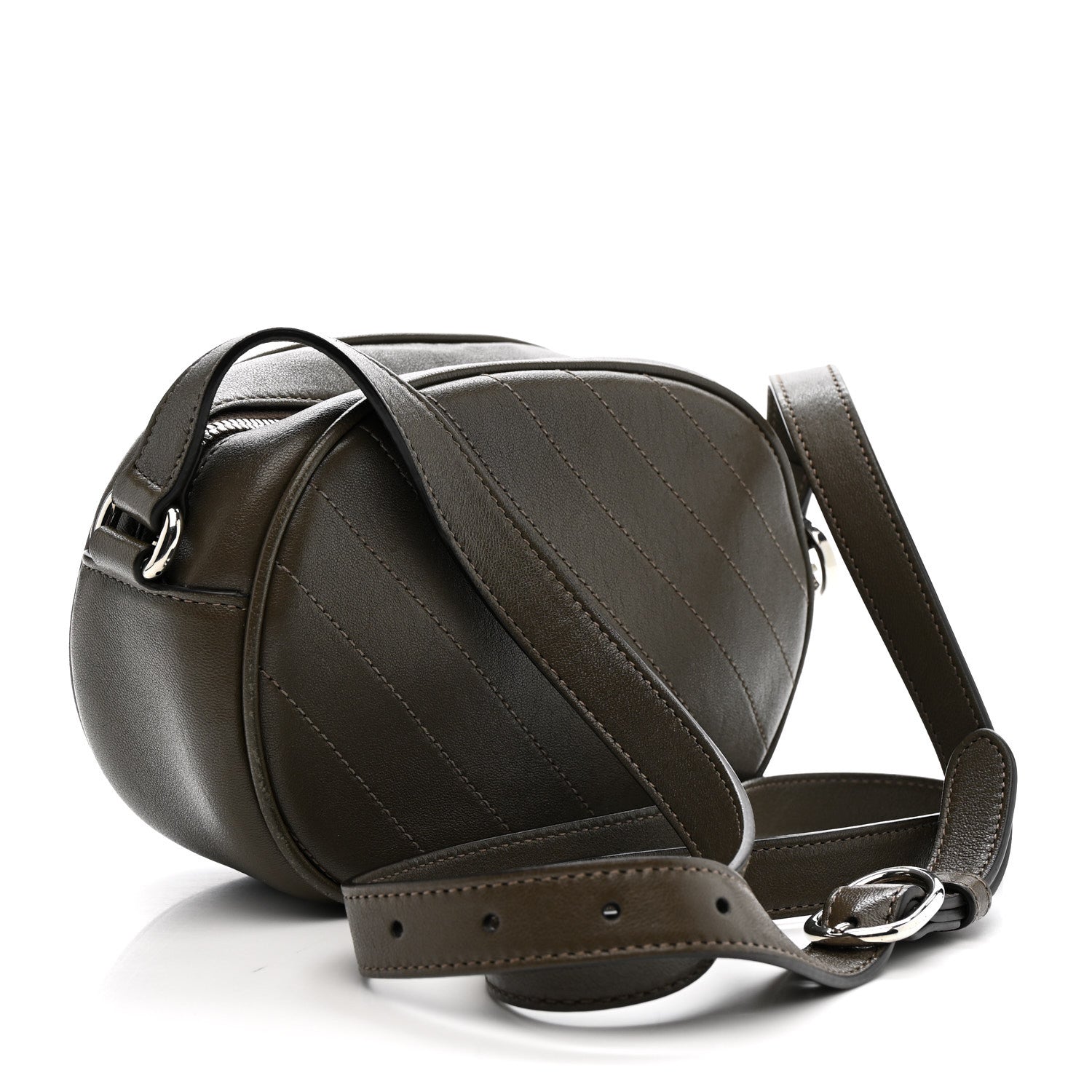 Sakai Be Green Calfskin Diagonal Stitched Mini Blondie Shoulder Bag Craclet Brown