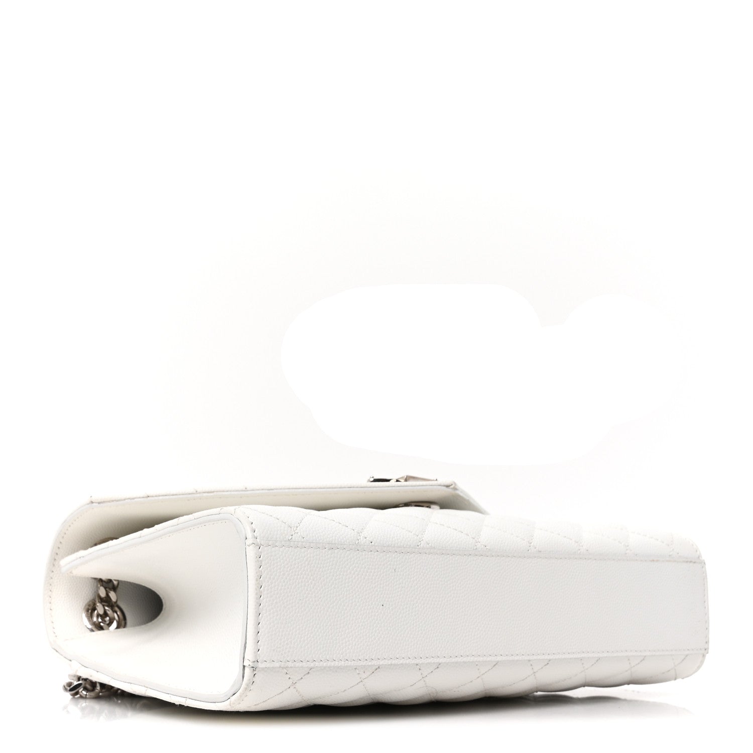 Grain De Poudre Medium Tri-Quilt Monogram Satchel White
