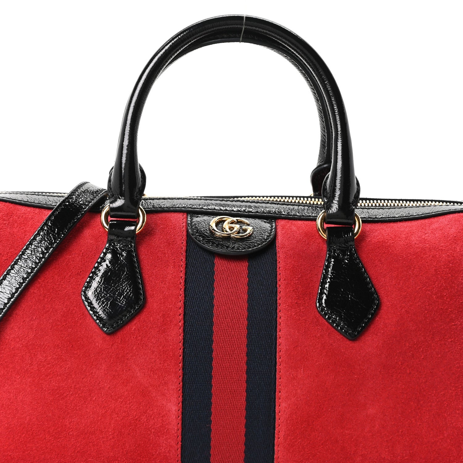 Suede Patent Web Medium Ophidia Boston Hibiscus Red Black