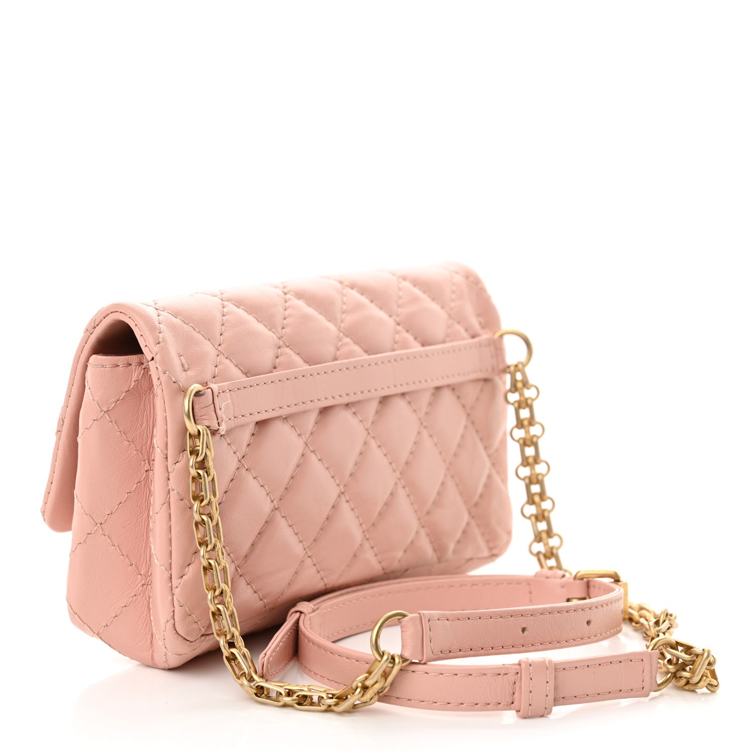 Aged Calfskin Quilted 2.55 Reissue Flap Belt Bag Pink