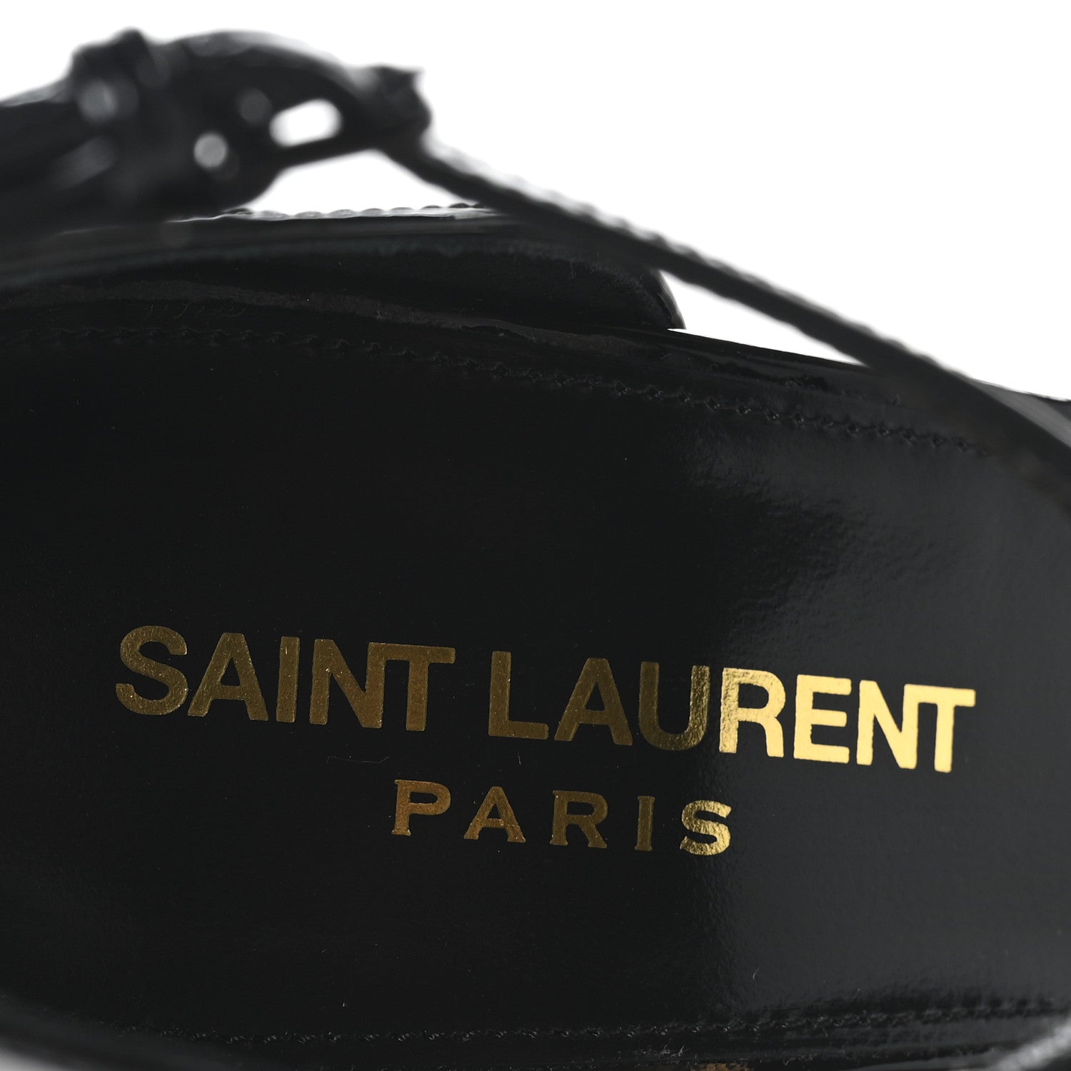 Patent Calfskin Opyum 110 Sandals 36.5 Black Gold