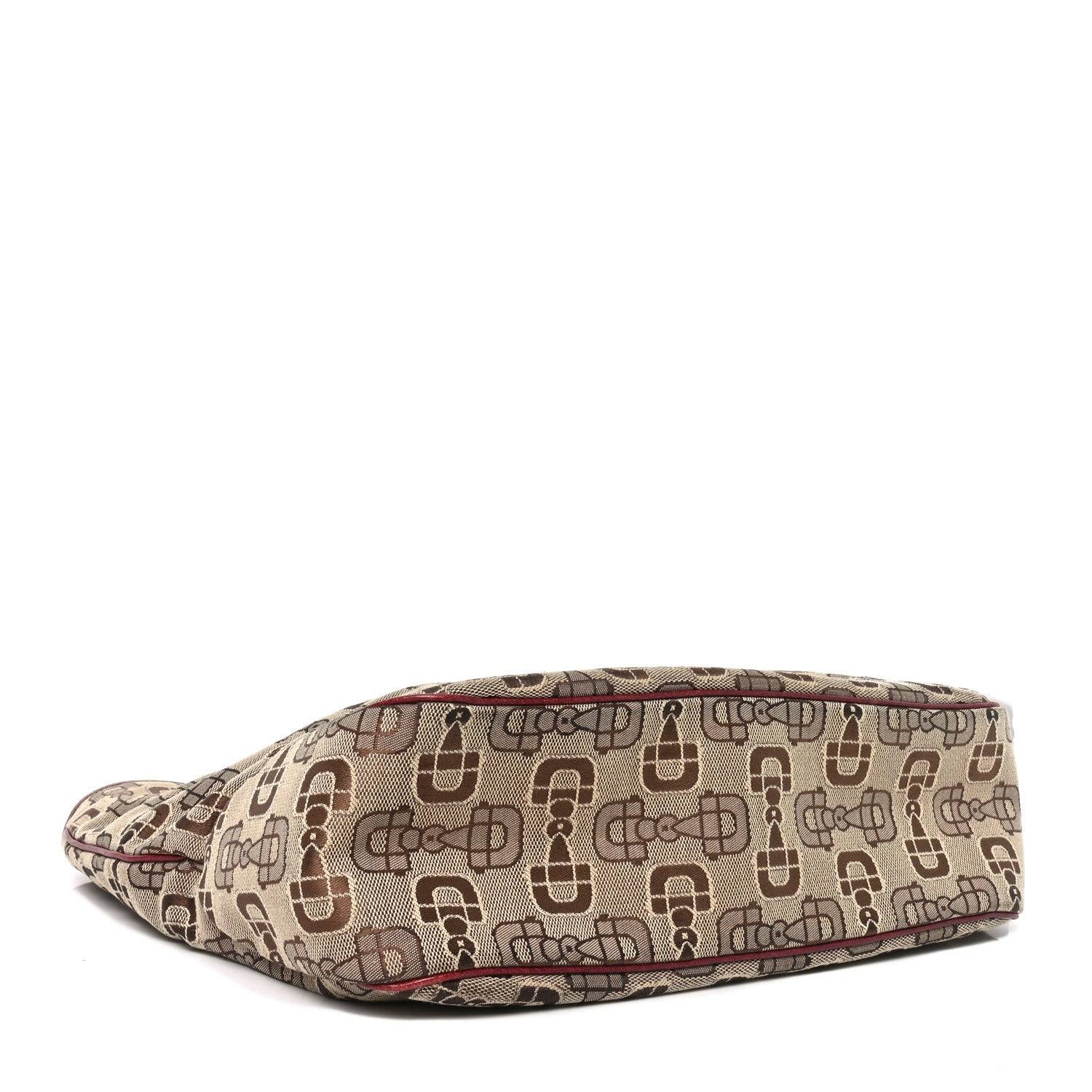 Canvas Horsebit Print Piston Lock Tote Red