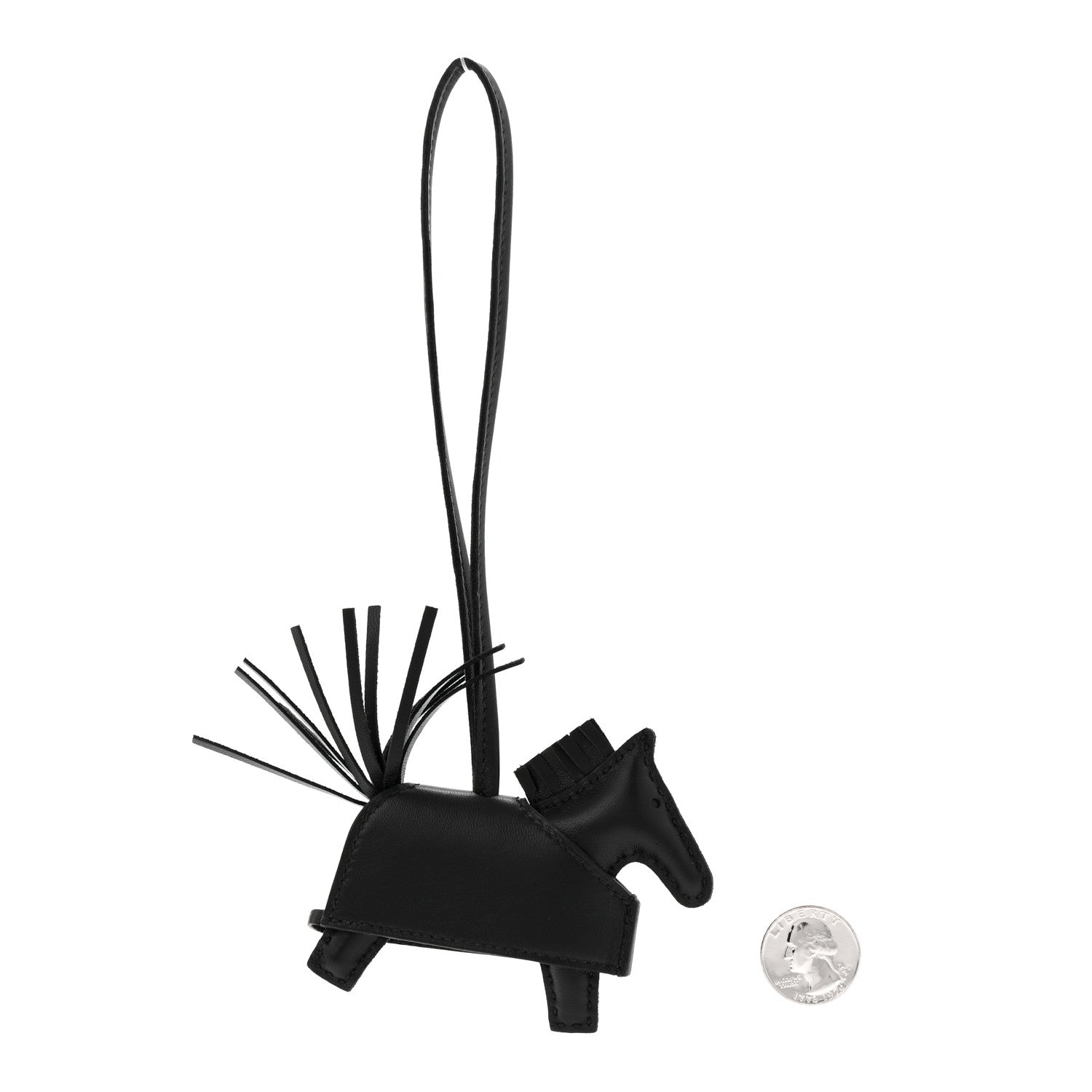 Milo Lambskin Studded Grigri Rodeo Robeo Rock Horse Bag Charm PM Black