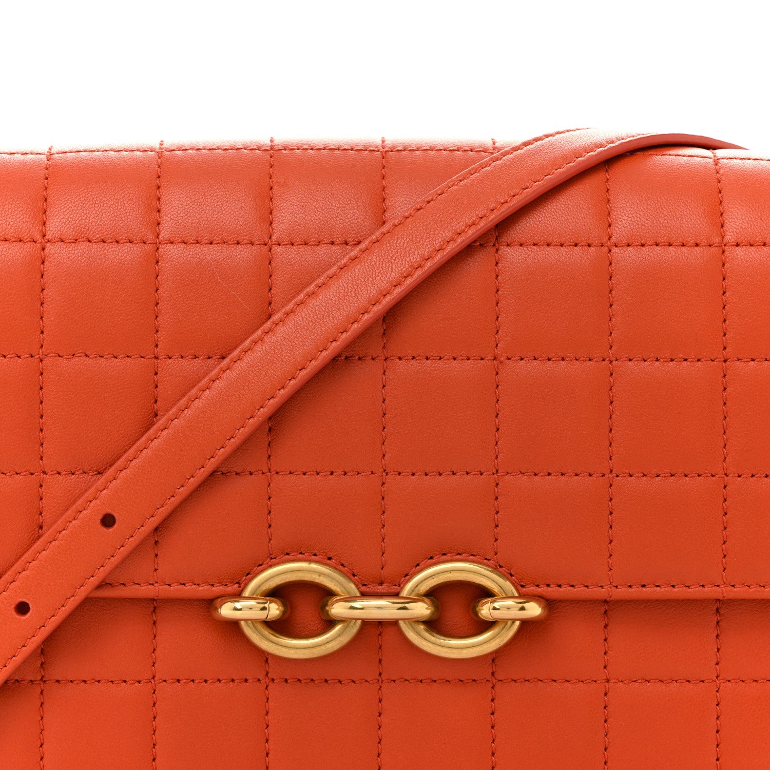 Lambskin Carre Quilted Le Maillon Satchel Orange