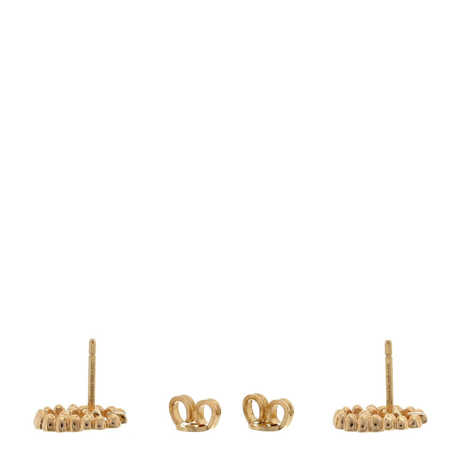 18K Yellow Gold Running G Scalloped Stud Earrings