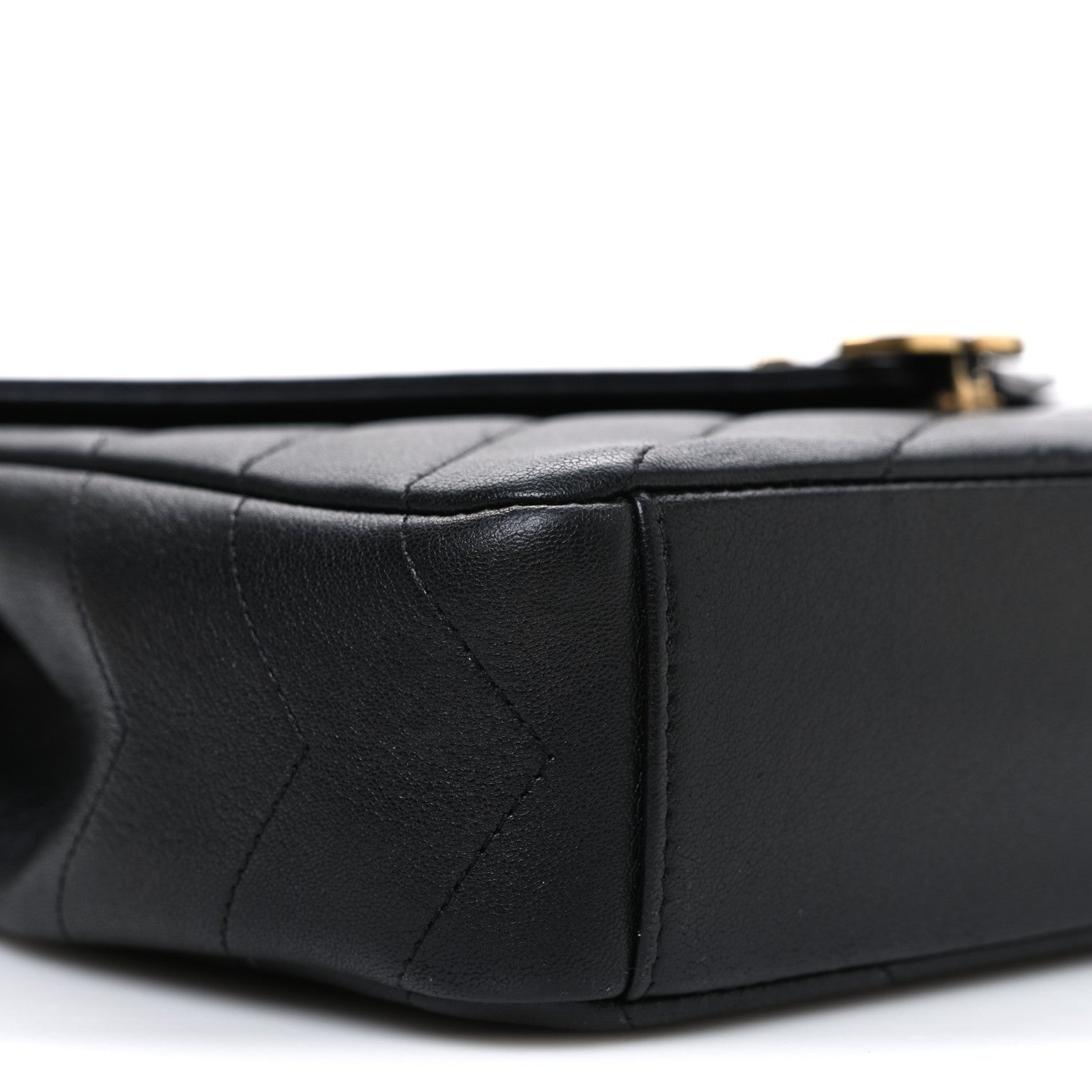 Lambskin Chevron Quilted Medium Envelope Flap Black