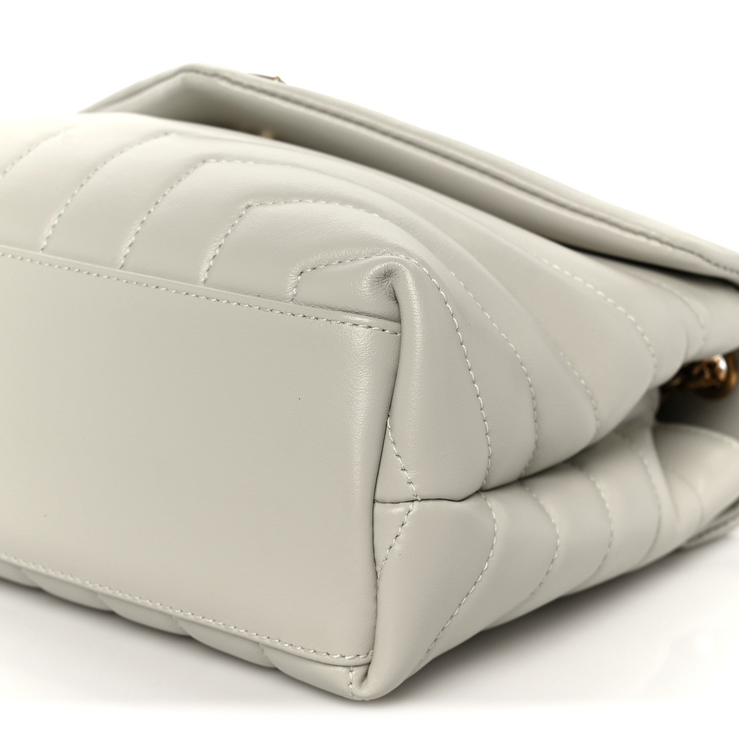 Calfskin Y Quilted Monogram Small Loulou Chain Satchel Blanc Vintage