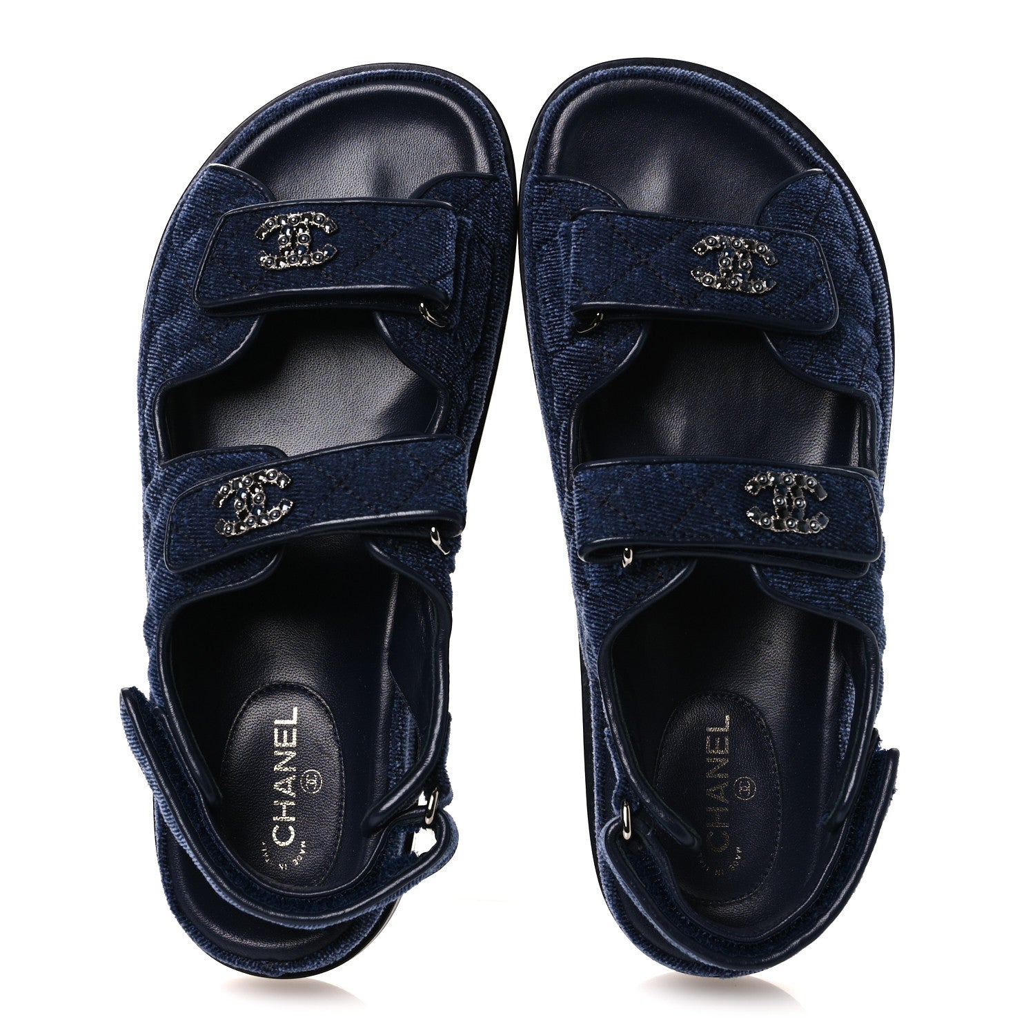 Velvet Velcro Dad Sandals 37.5 Blue