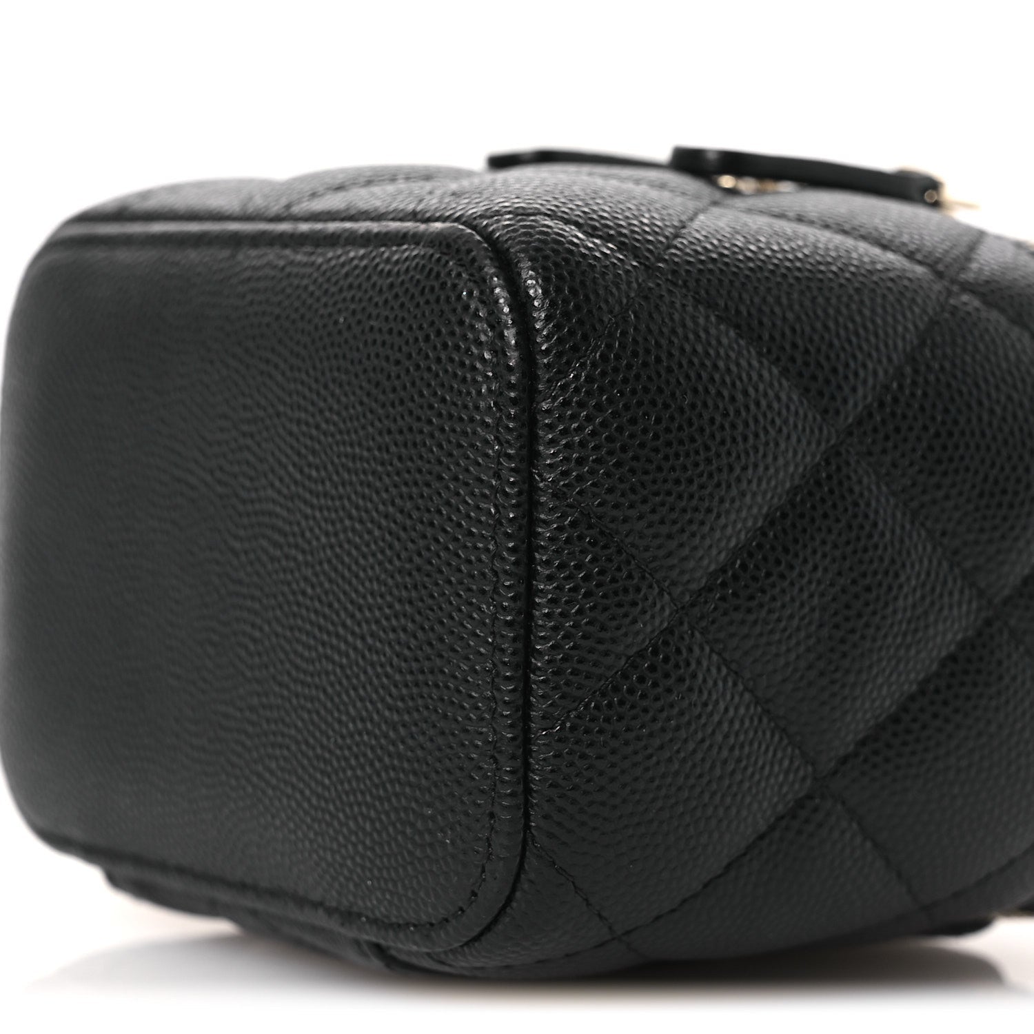 Caviar Quilted Tiny CC Mini Vanity Case With Chain Black