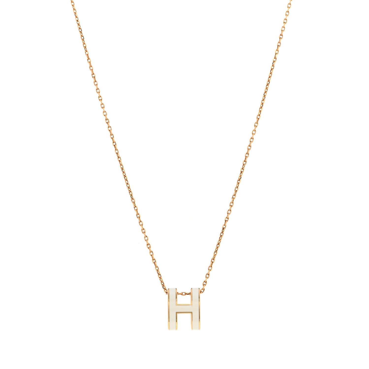 Lacquered Gold Pop H Pendant Necklace White