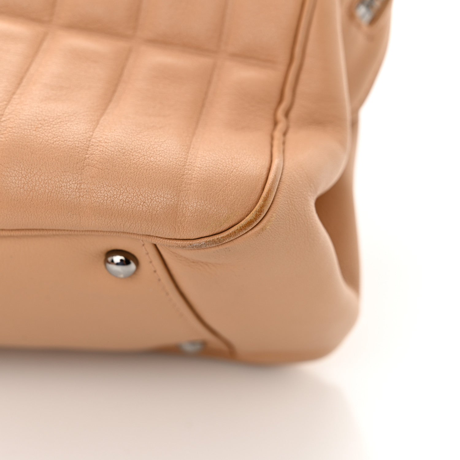 Calfskin Vertical Quilted Lax East West Shoulder Bag Beige