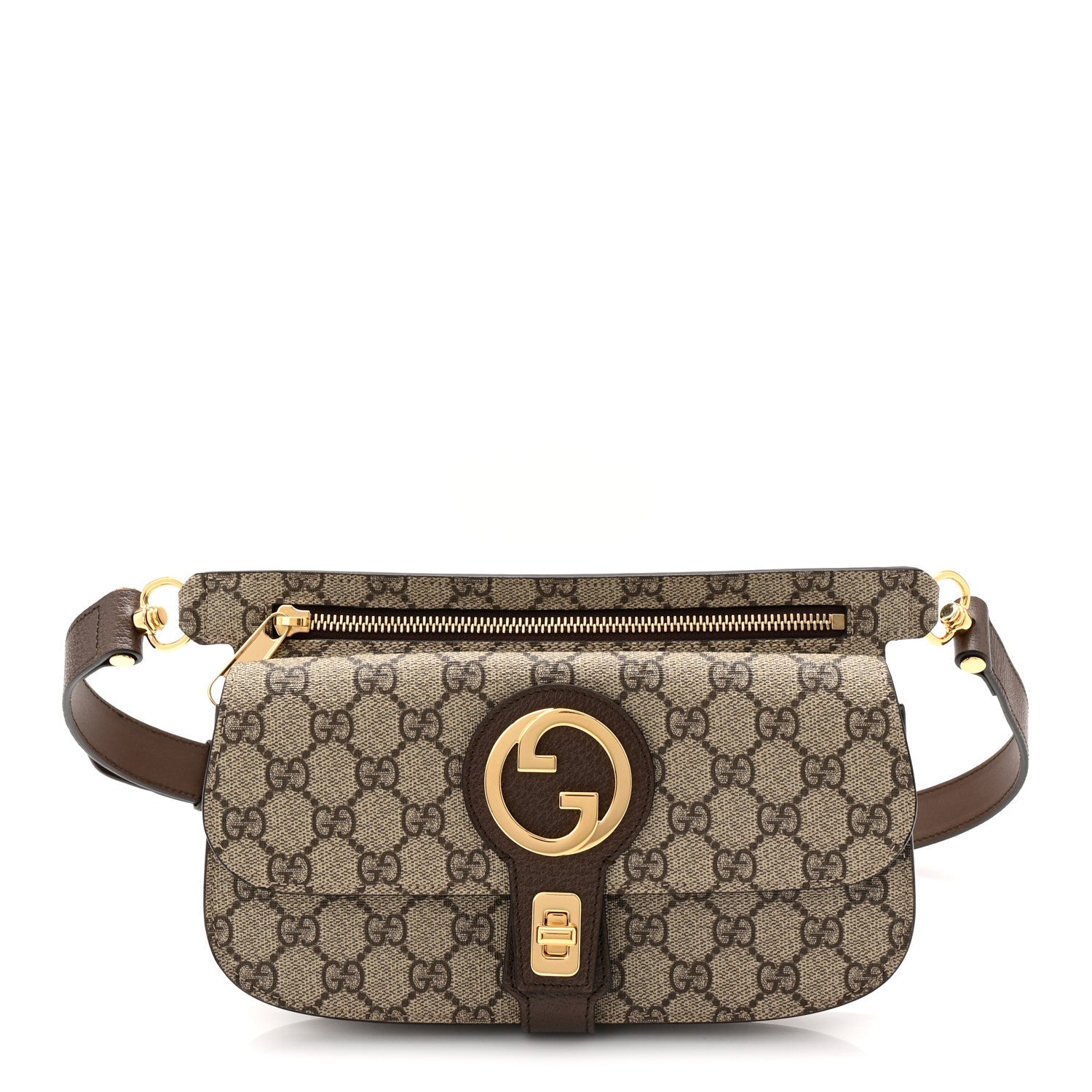 GG Supreme Monogram Textured Dollar Calfskin Blondie Belt Bag Beige Ebony New Acero