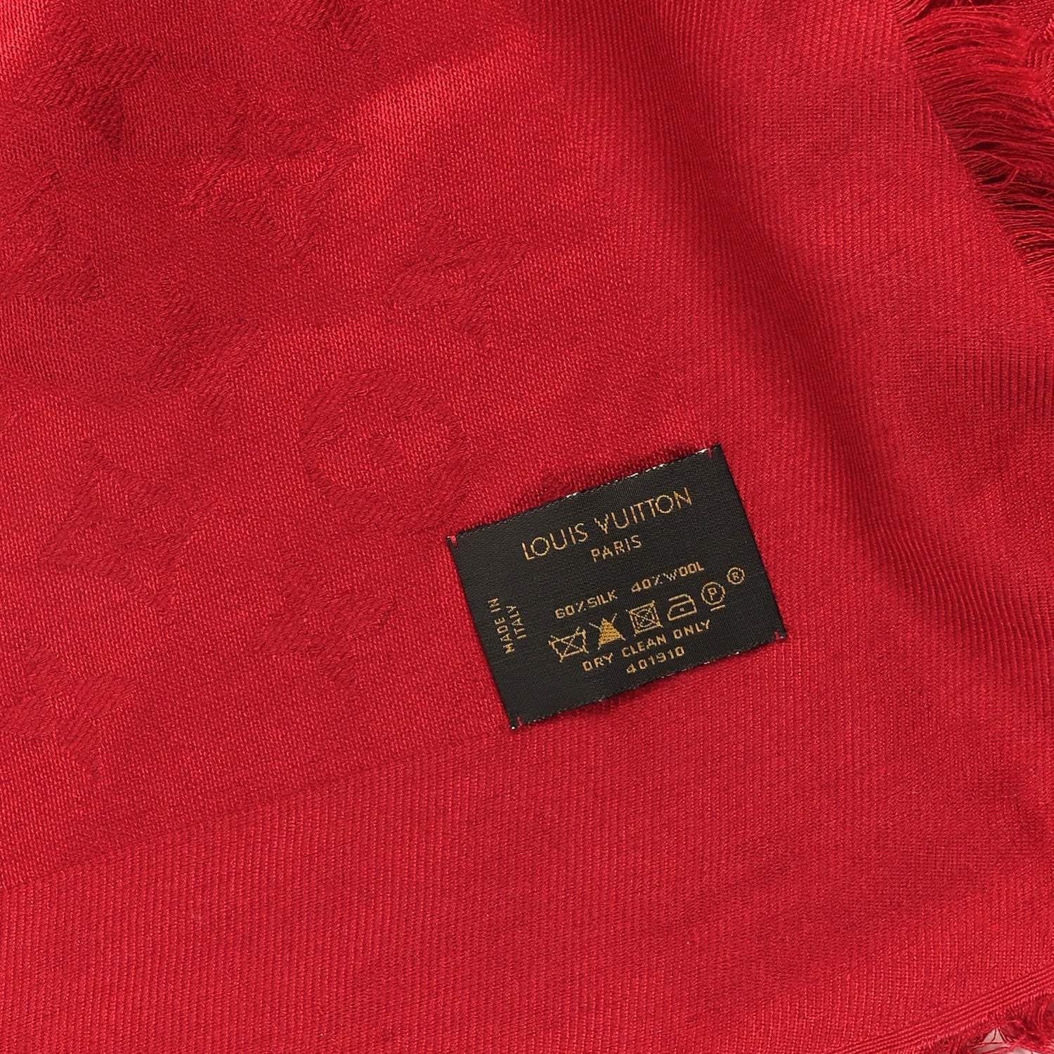 Silk Wool Monogram Shawl Pomme D'Amour