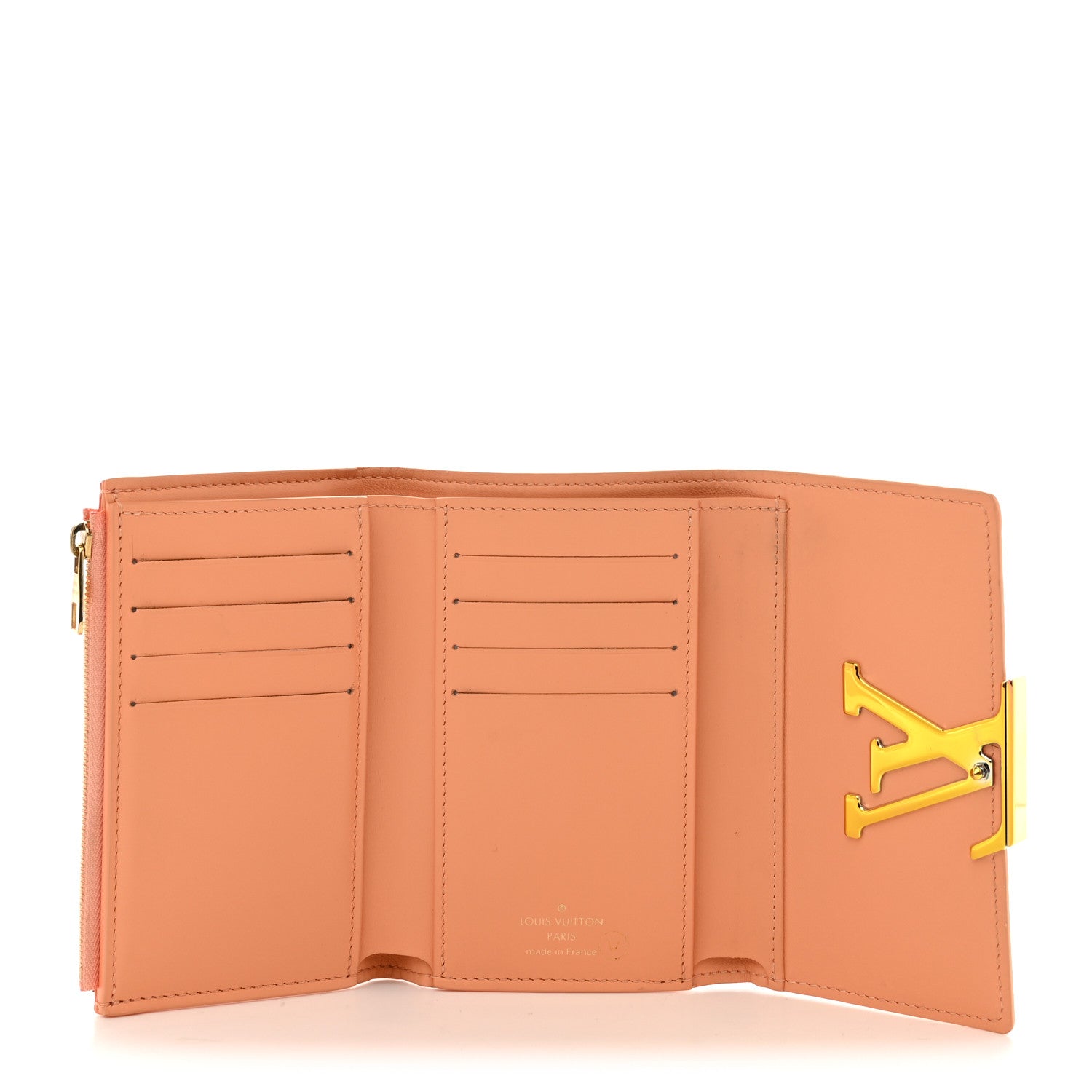 Taurillon Capucines Compact Maxi Wallet Apricot Orange