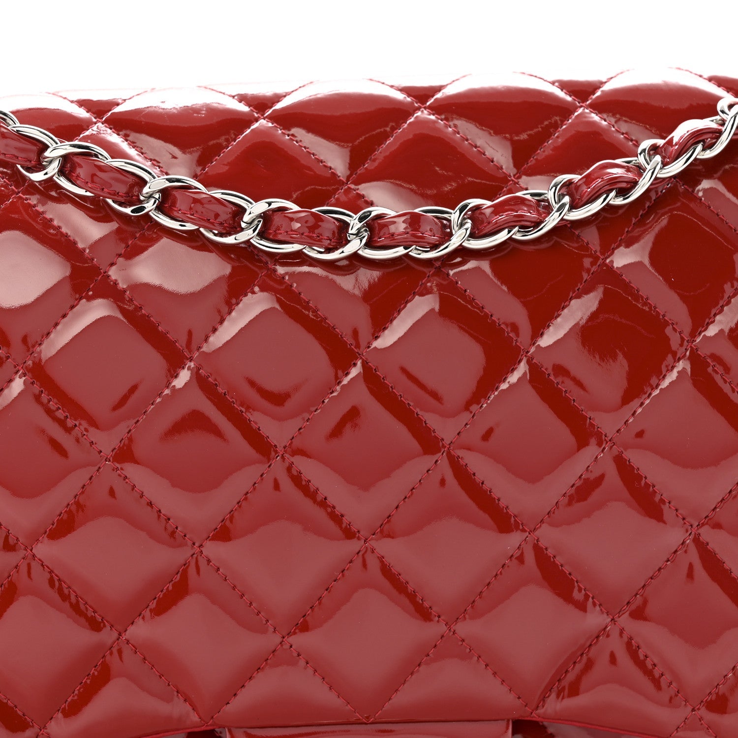 Patent Quilted Maxi Double Flap Red
