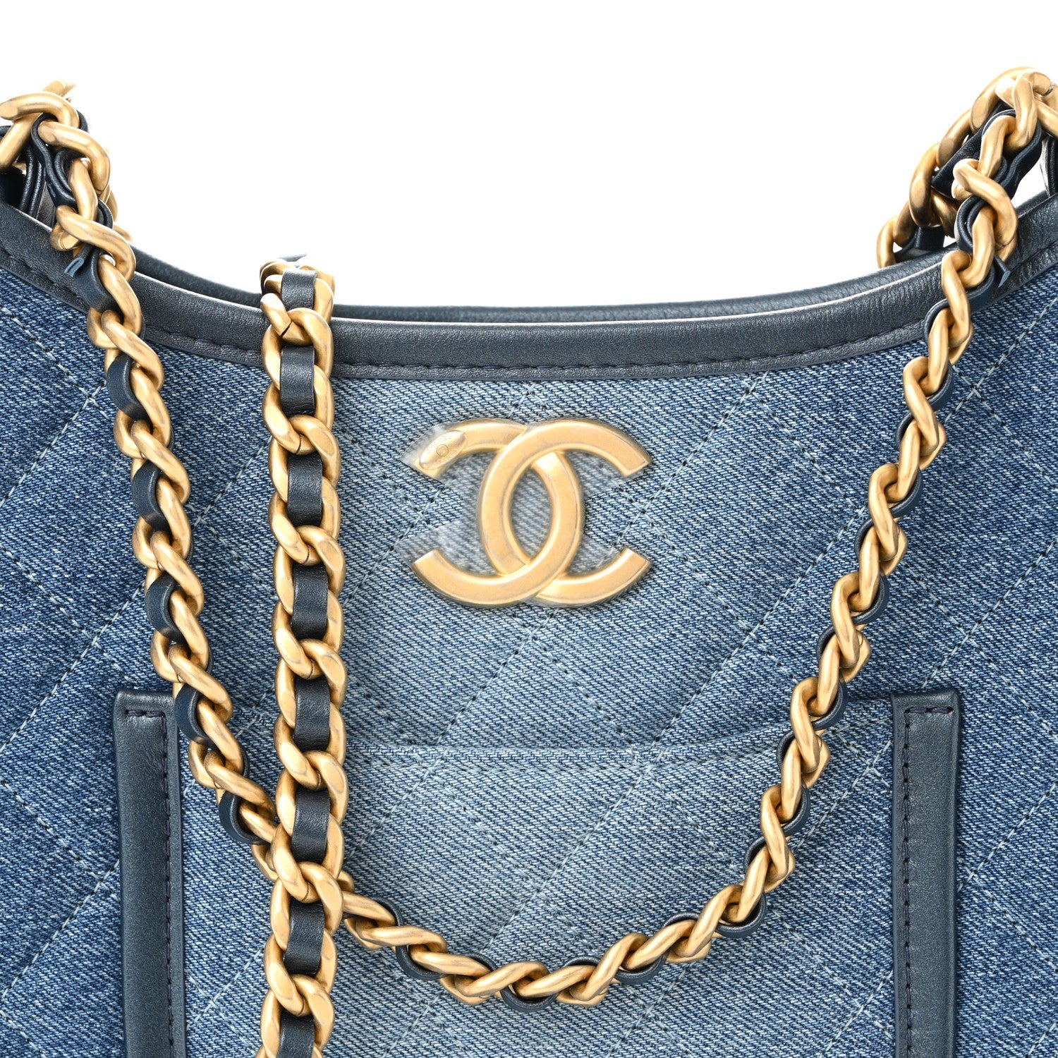 Washed Denim Quilted Small Hobo Blue