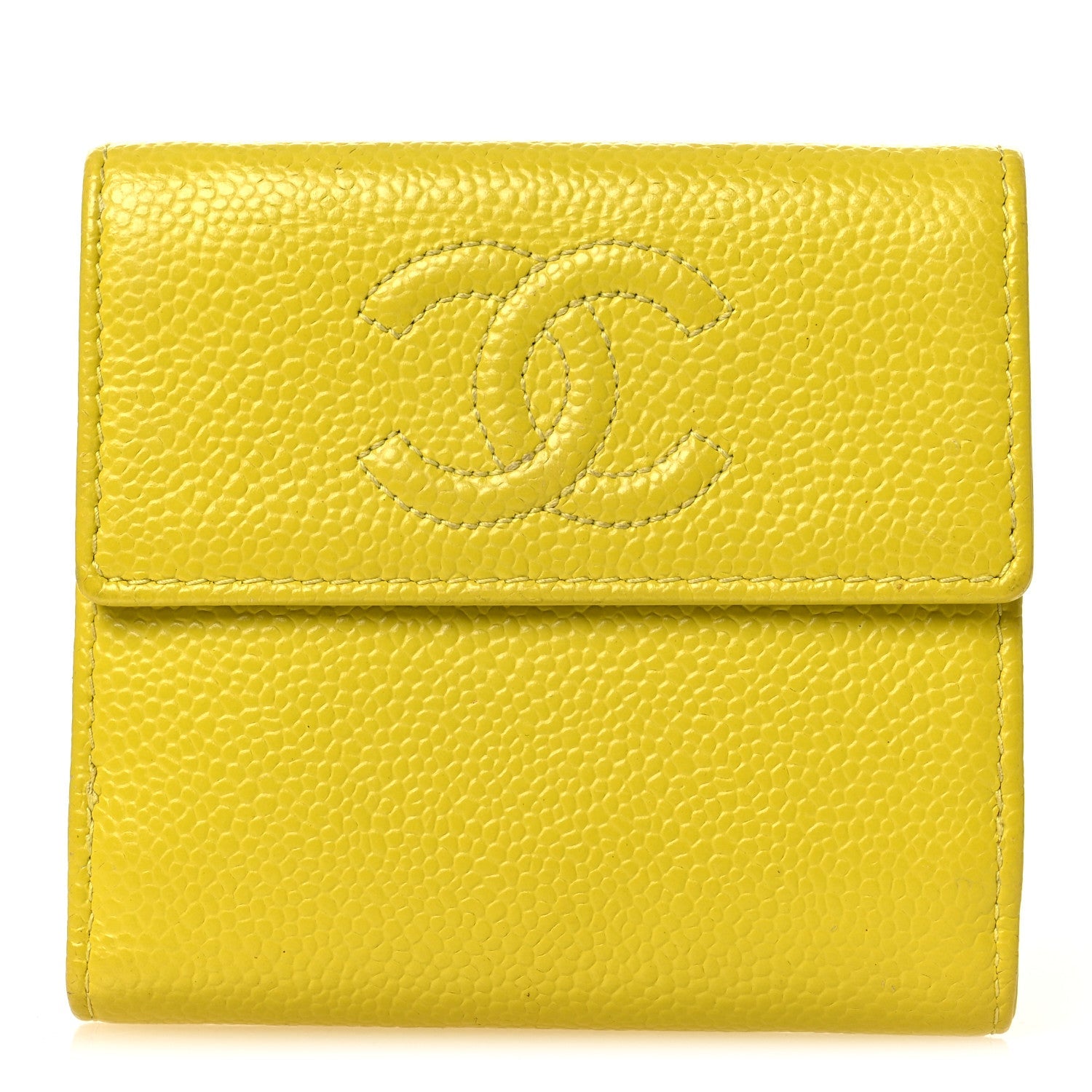 Caviar Timeless CC Compact French Wallet Yellow