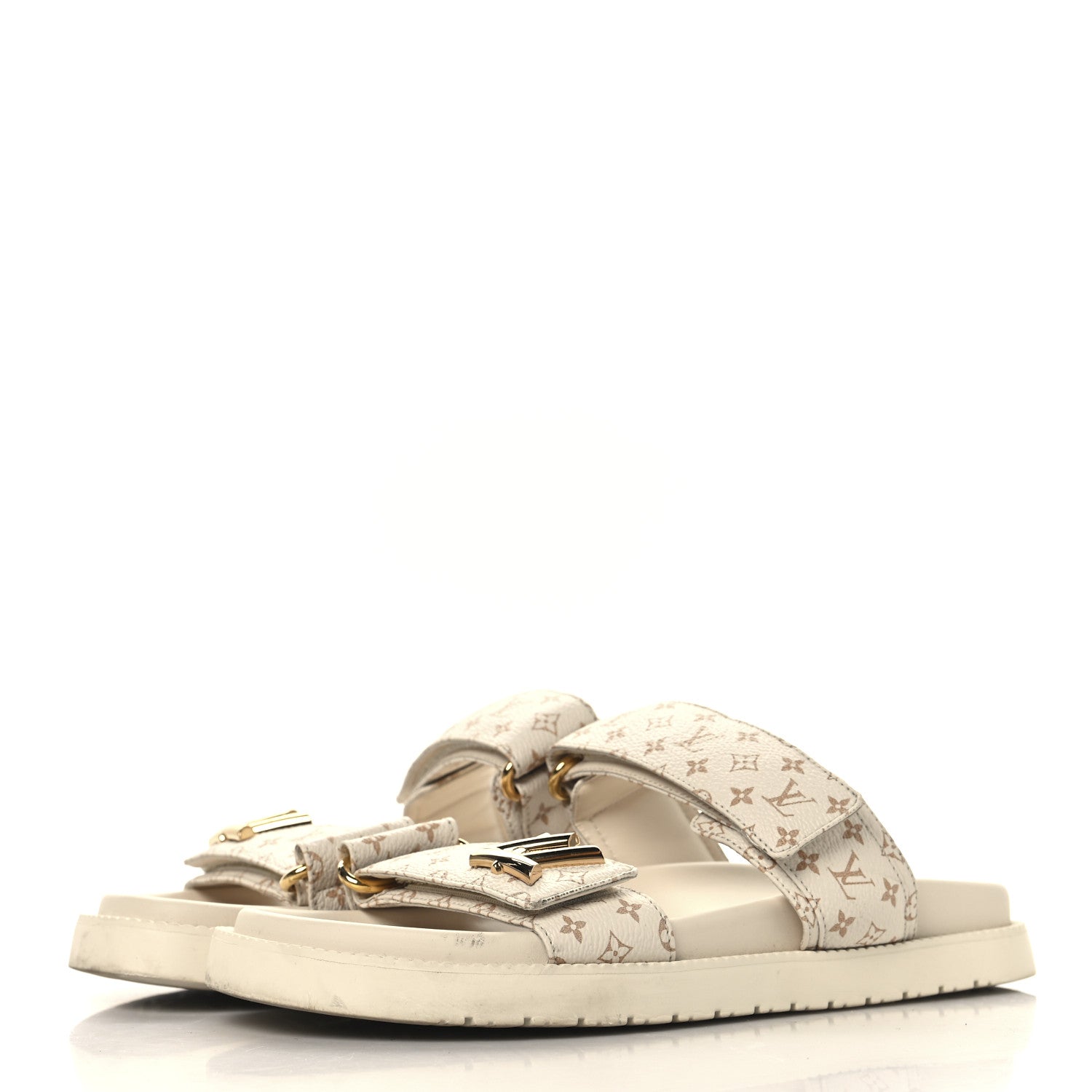 Monogram LV Sunset Comfort Flat Sandals 37 Dune