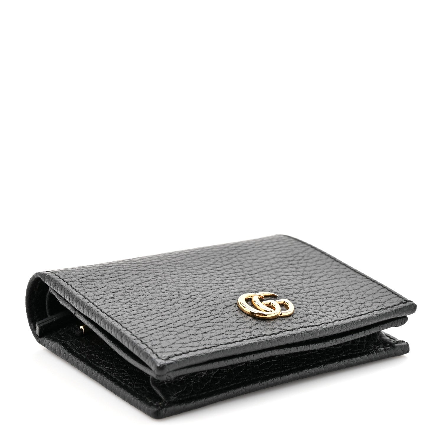 Pebbled Calfskin GG Marmont Card Case Black