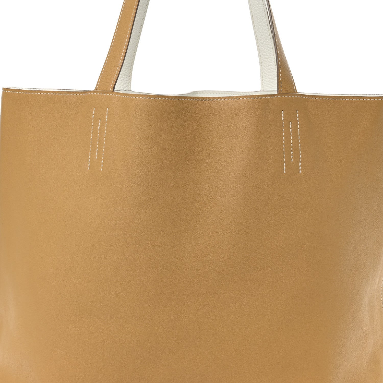 Taurillon Clemence Double Sens 45 Reversible Tote White Sable