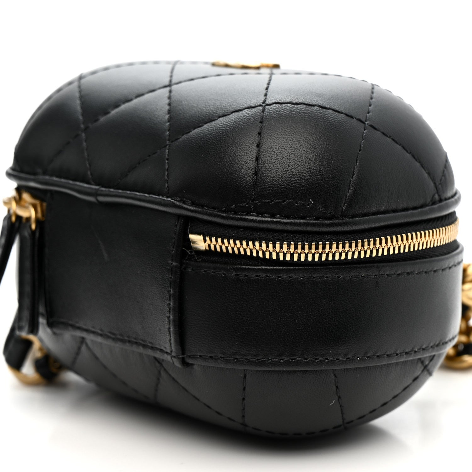 Lambskin Quilted CC Bubble Vanity Case With Chain Black