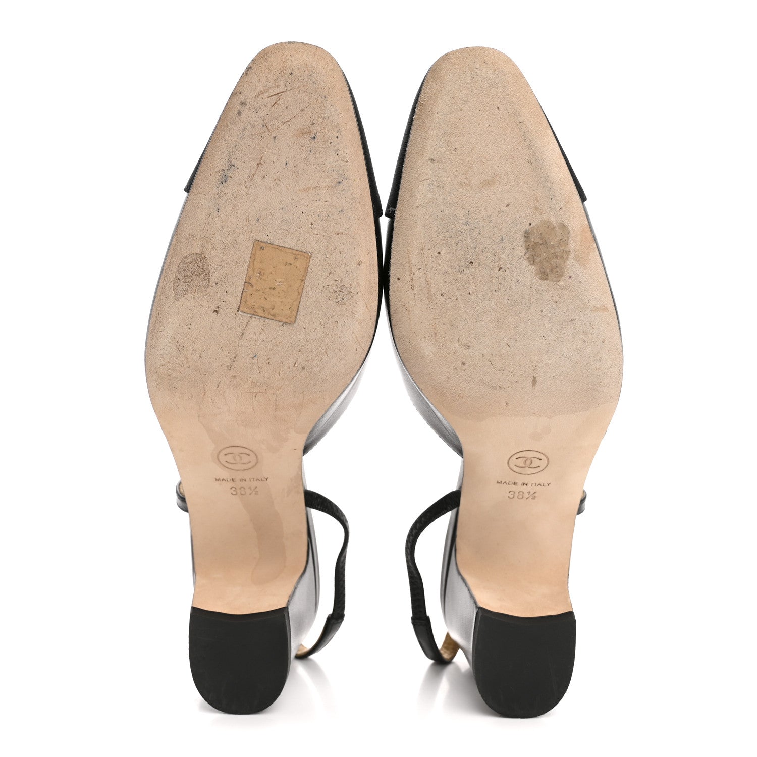 Goatskin Grosgrain Cap Toe CC Slingback Pumps 38.5 Black