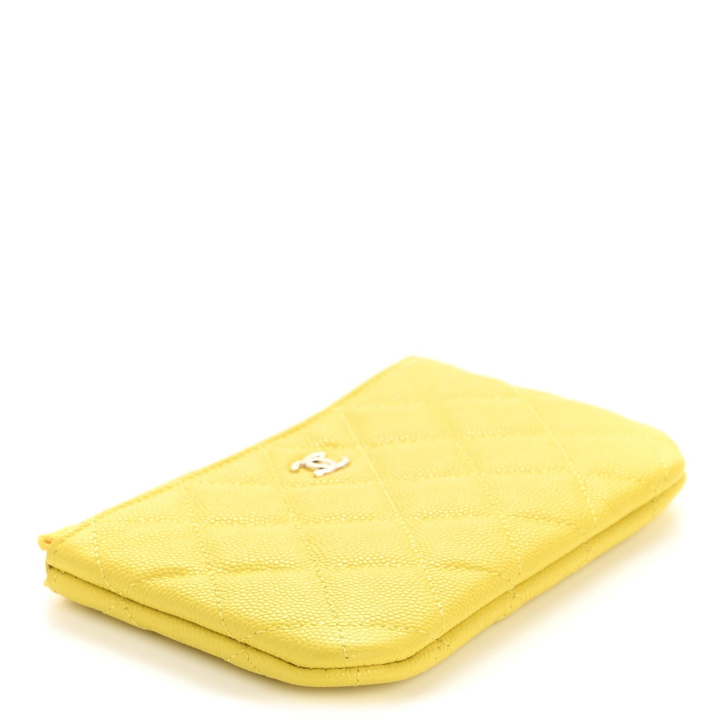 Caviar Quilted Small Cosmetic Case Yellow